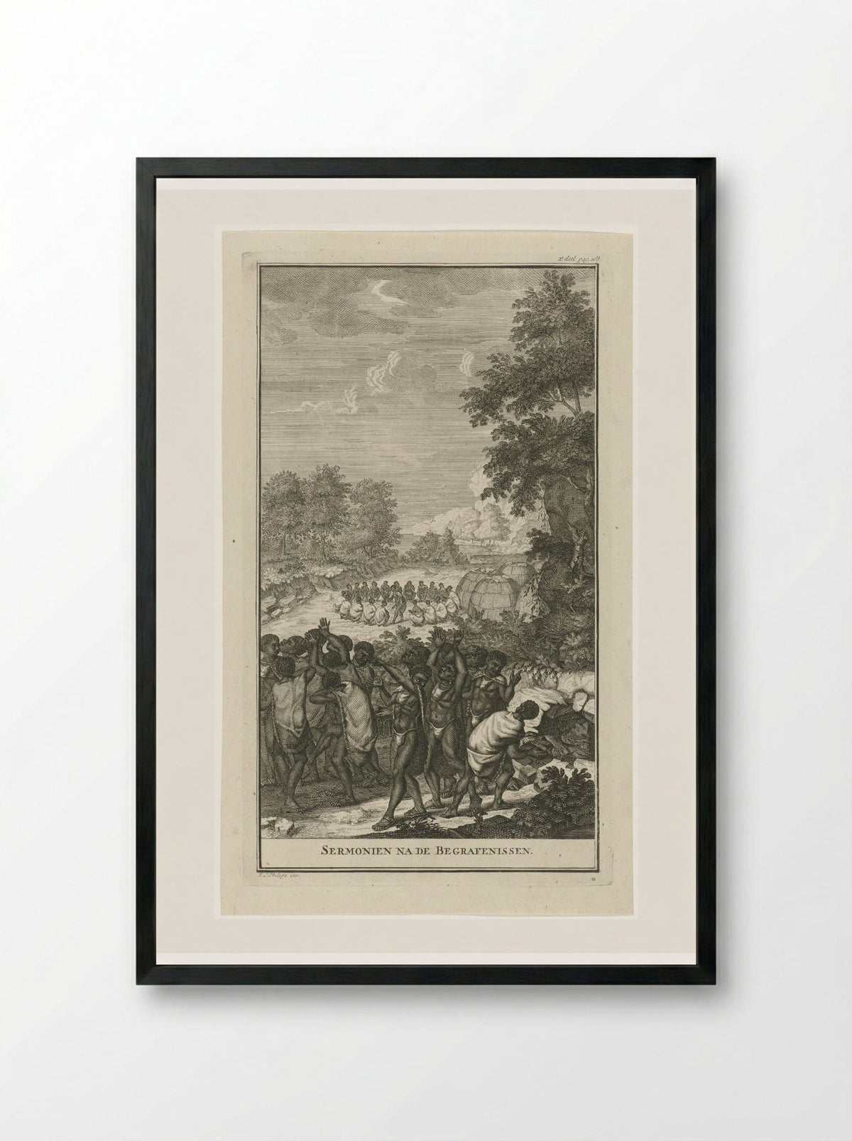 Ceremonie na de begrafenis van een Khoikhoi - Jan Caspar Philips - Framed Print Black