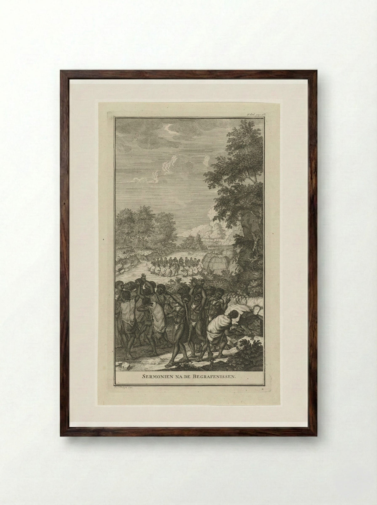 Ceremonie na de begrafenis van een Khoikhoi - Jan Caspar Philips - Framed Print Dark Wood