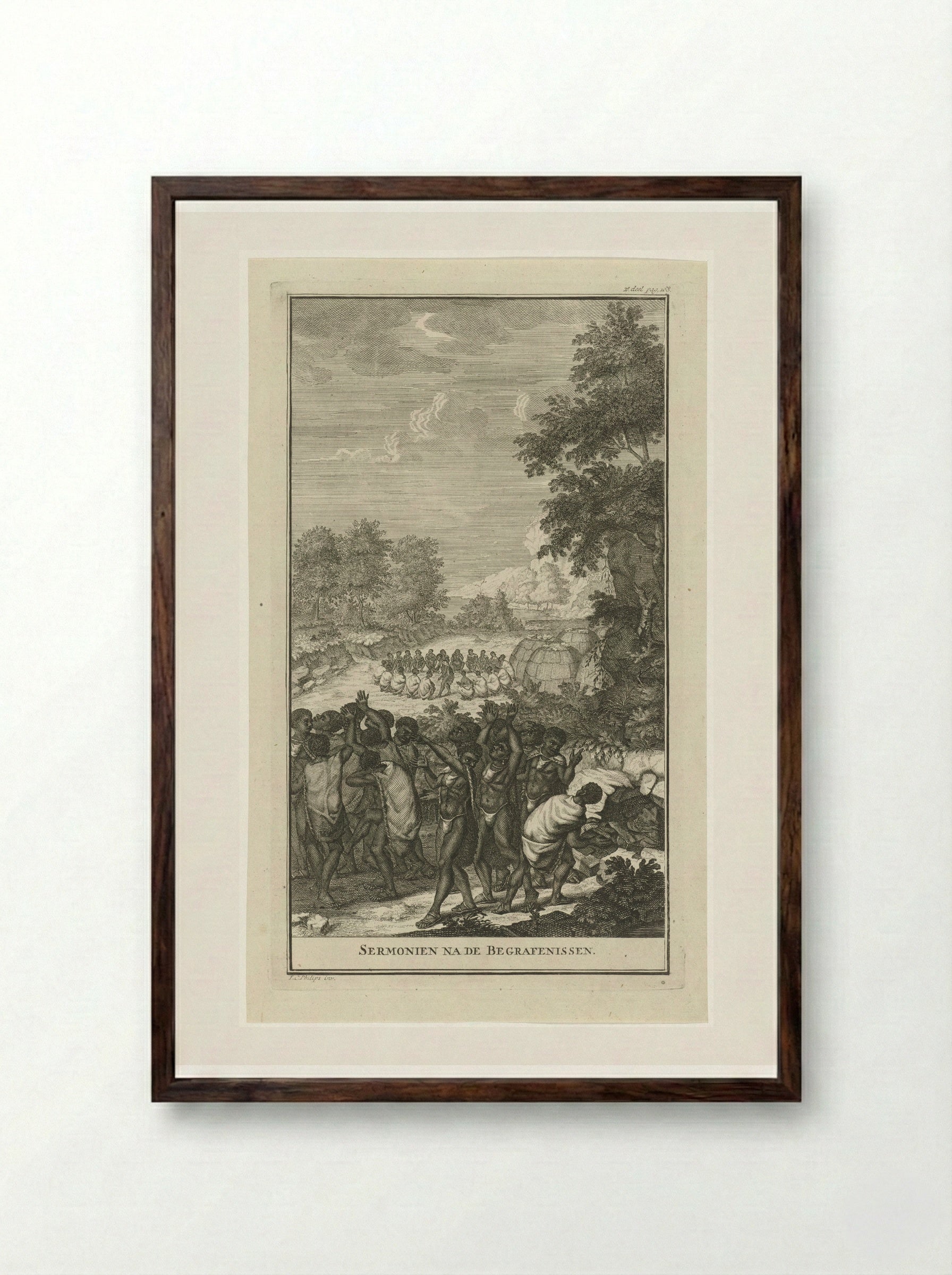 Ceremonie na de begrafenis van een Khoikhoi - Jan Caspar Philips - Framed Print Dark Wood