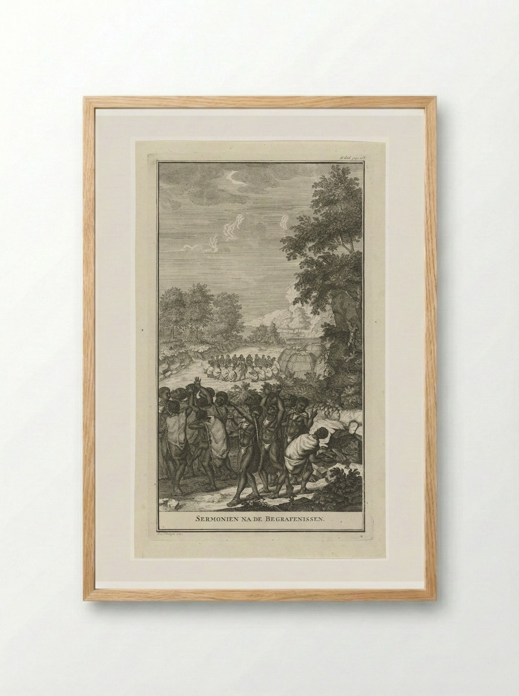 Ceremonie na de begrafenis van een Khoikhoi - Jan Caspar Philips - Framed Print Wood