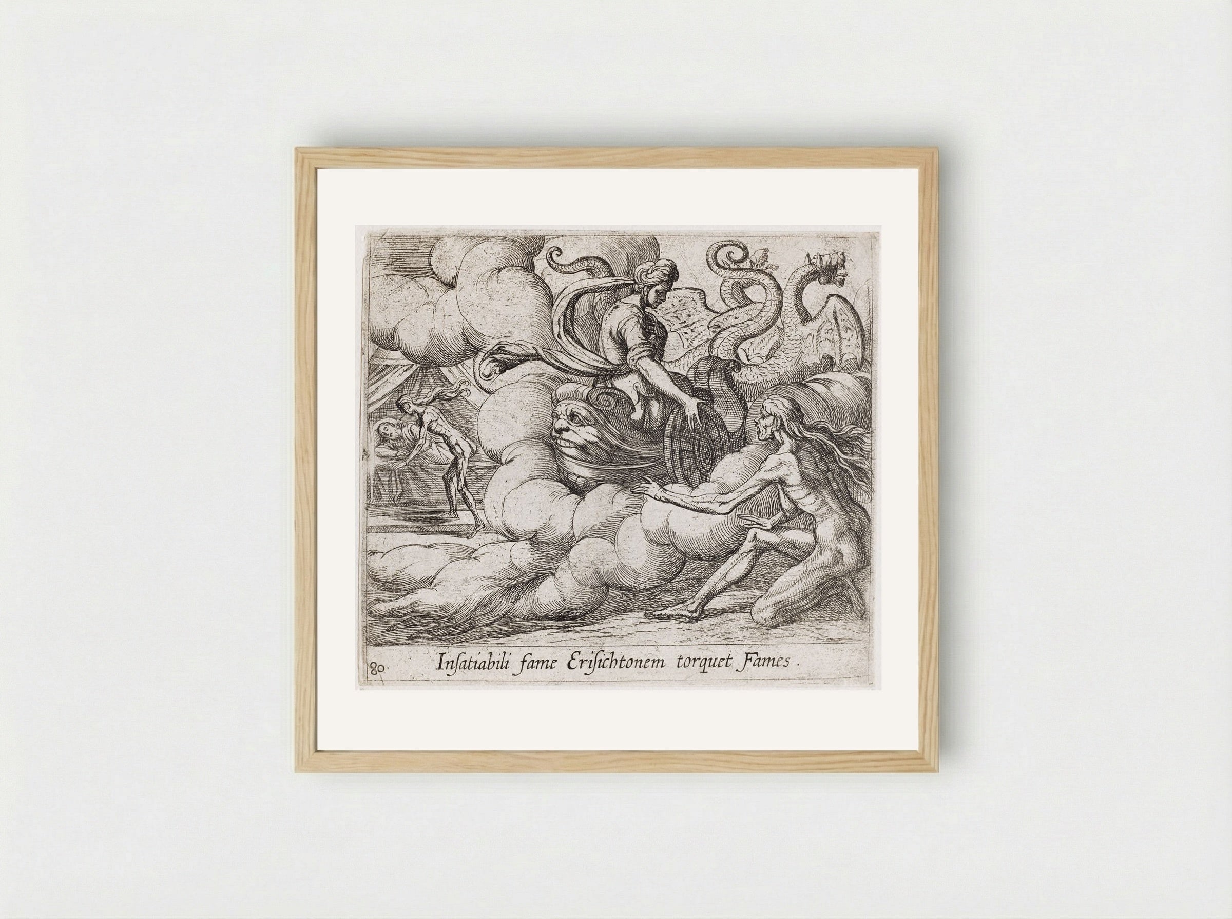 Ceres' Nymph Telling Famine to Strike Erysichthon - Antonio Tempesta - Framed Print Wood