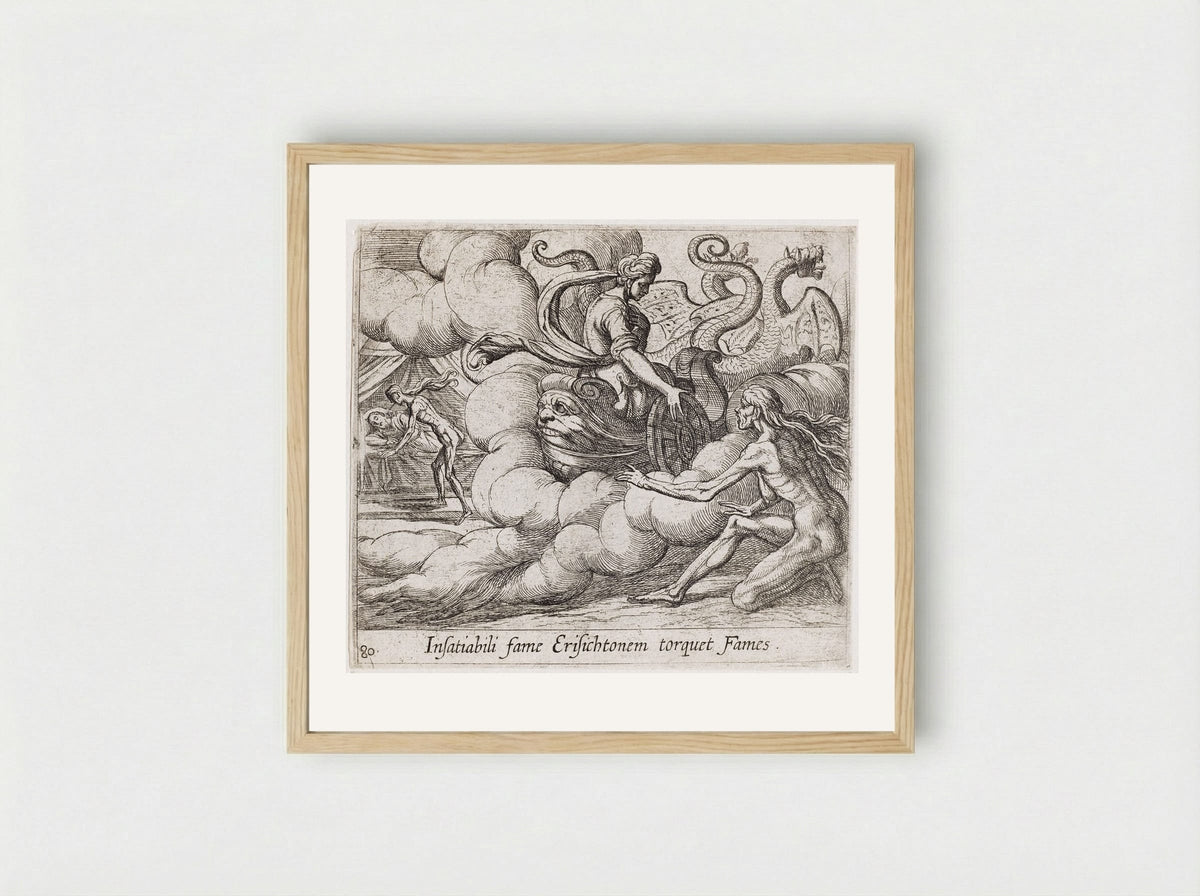 Ceres' Nymph Telling Famine to Strike Erysichthon - Antonio Tempesta - Framed Print Wood