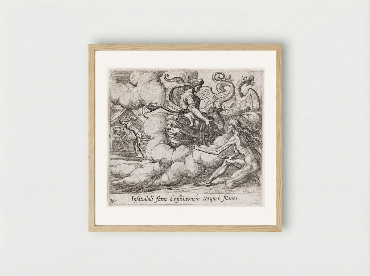 Ceres' Nymph Telling Famine to Strike Erysichthon - Antonio Tempesta - Framed Print Wood
