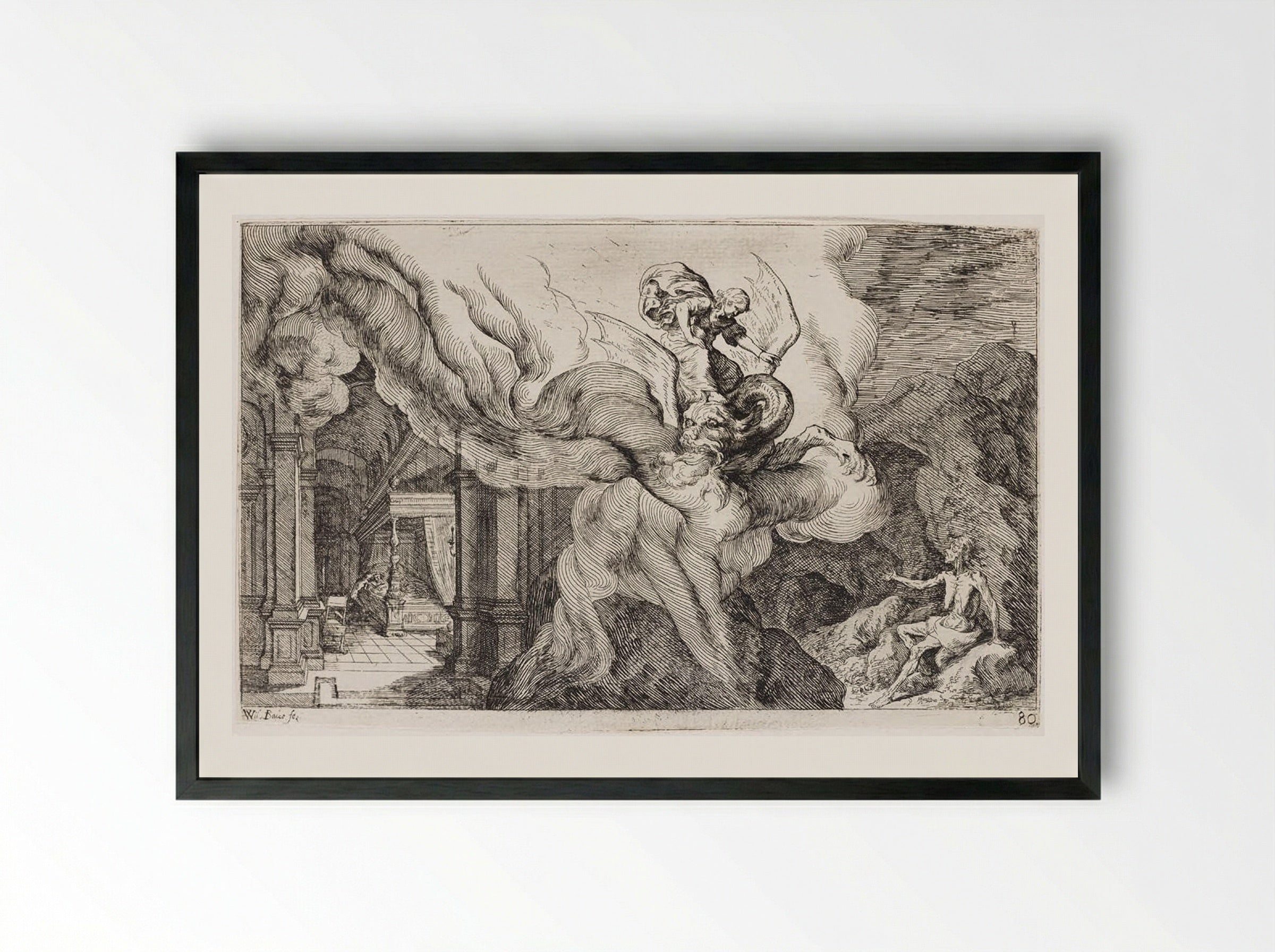 Ceres Sends Hunger to Torture Erysichthon - Johann Wilhelm Baur - Framed Print Black
