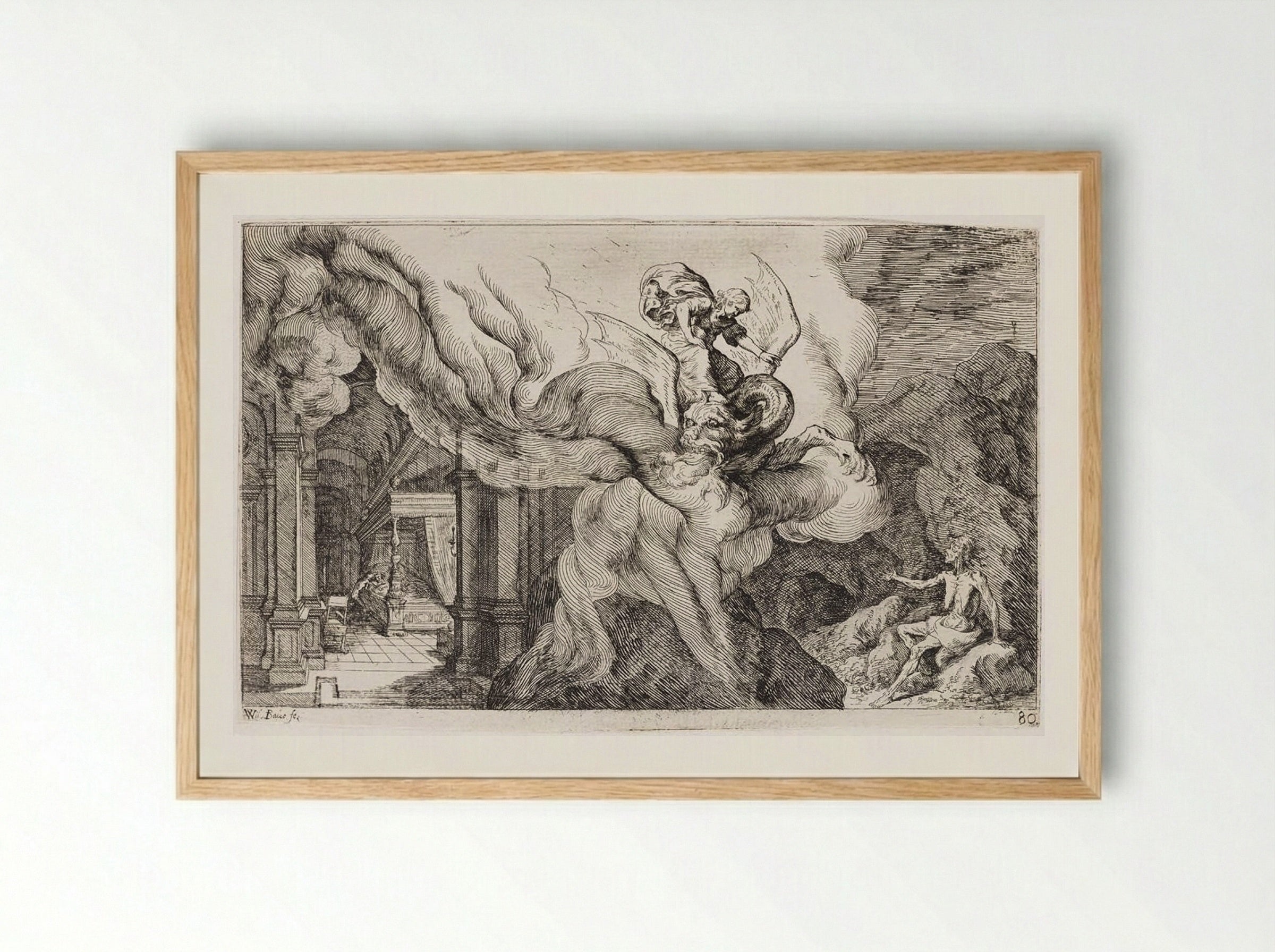 Ceres Sends Hunger to Torture Erysichthon - Johann Wilhelm Baur - Framed Print Wood