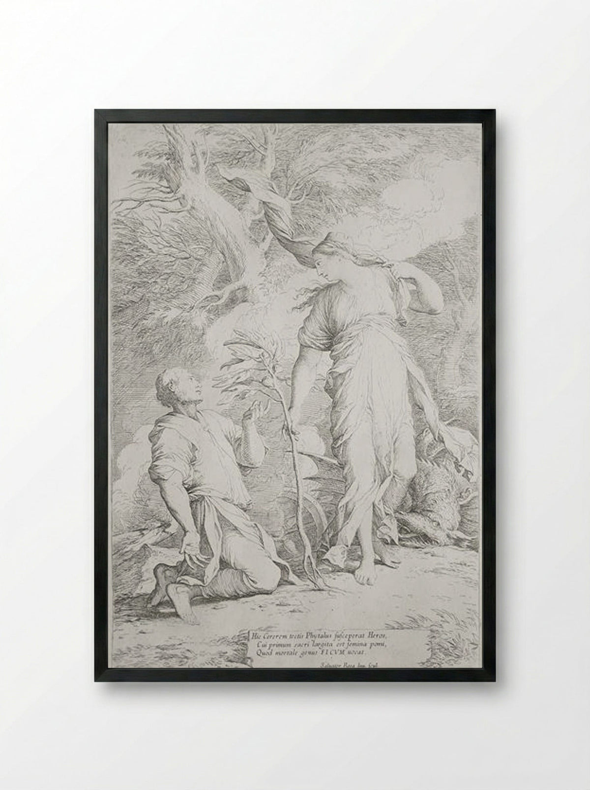 Ceres and Phytalus - Salvator Rosa - Framed Print Black