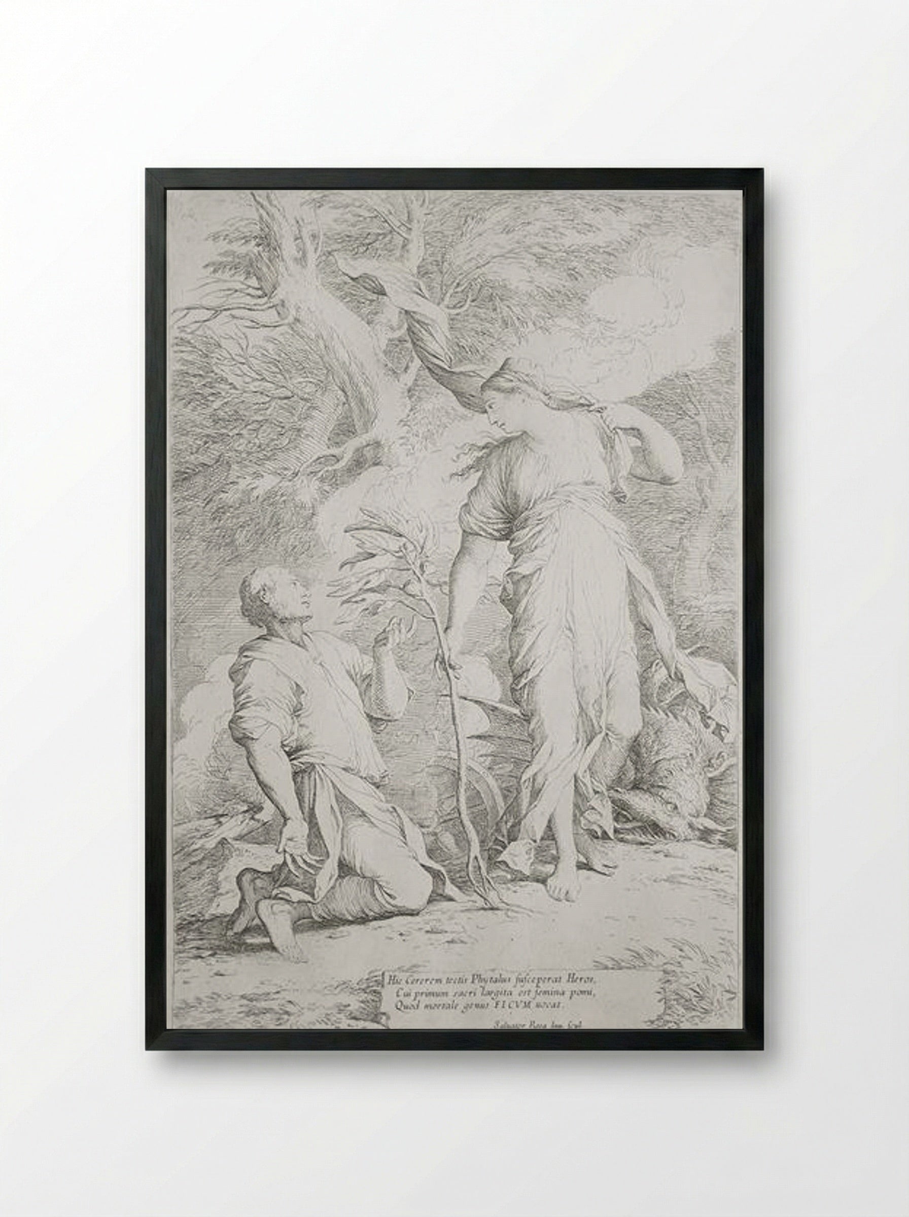 Ceres and Phytalus - Salvator Rosa - Framed Print Black