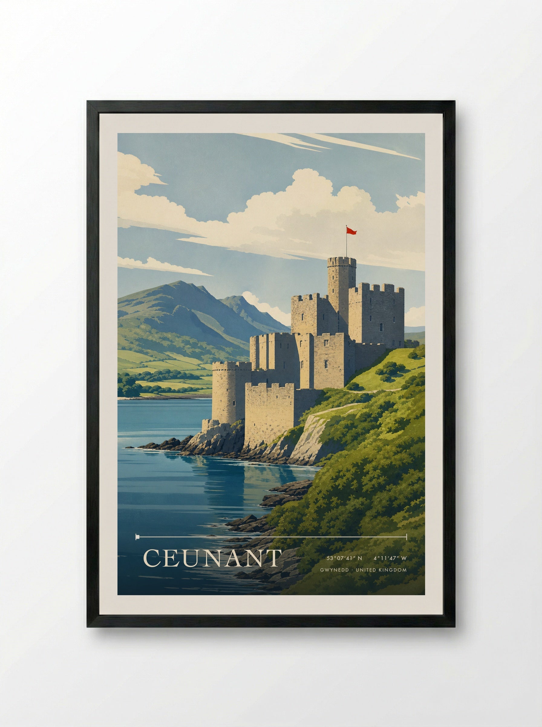 Ceunant Gwynedd United Kingdom Travel Poster - Framed Print Black