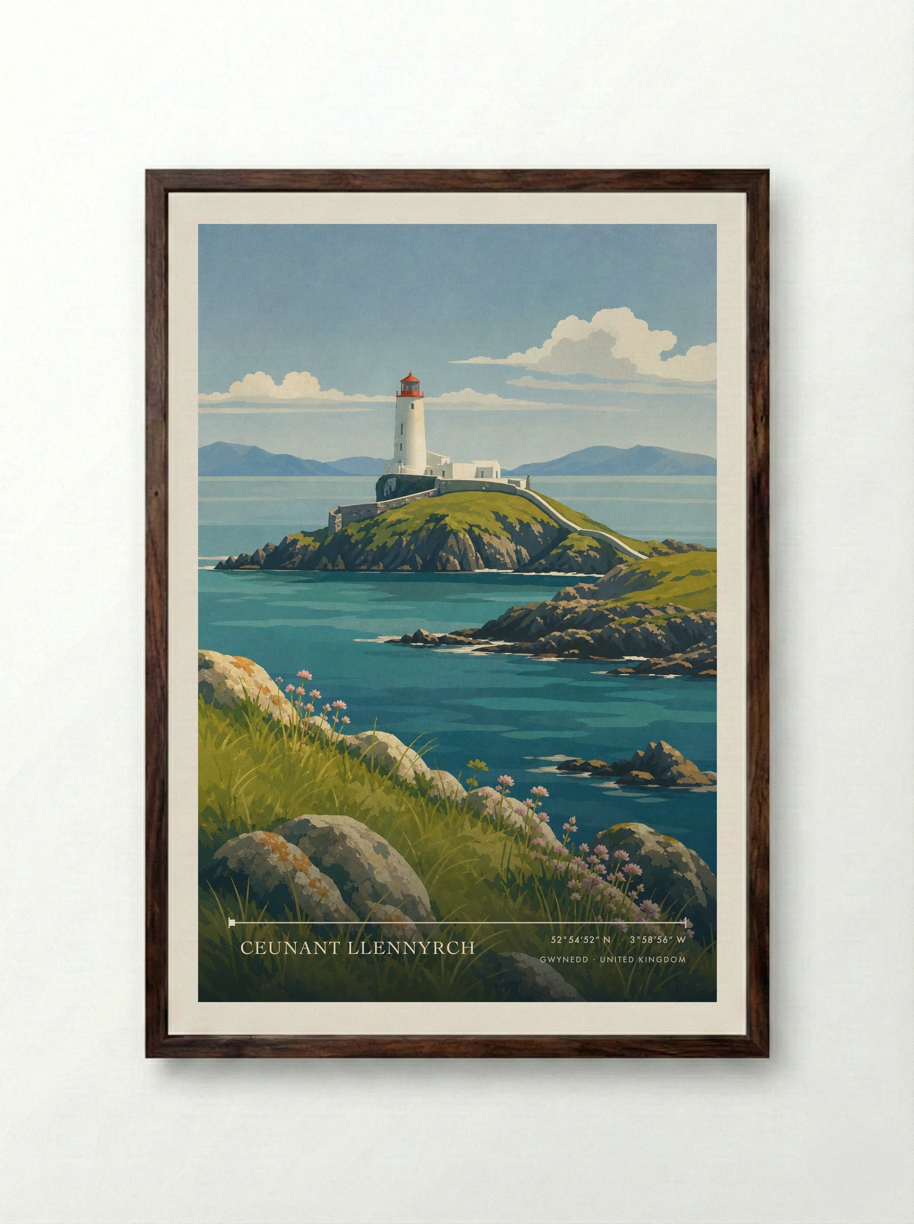 Ceunant Llennyrch Gwynedd United Kingdom Travel Poster - Framed Print Dark Wood