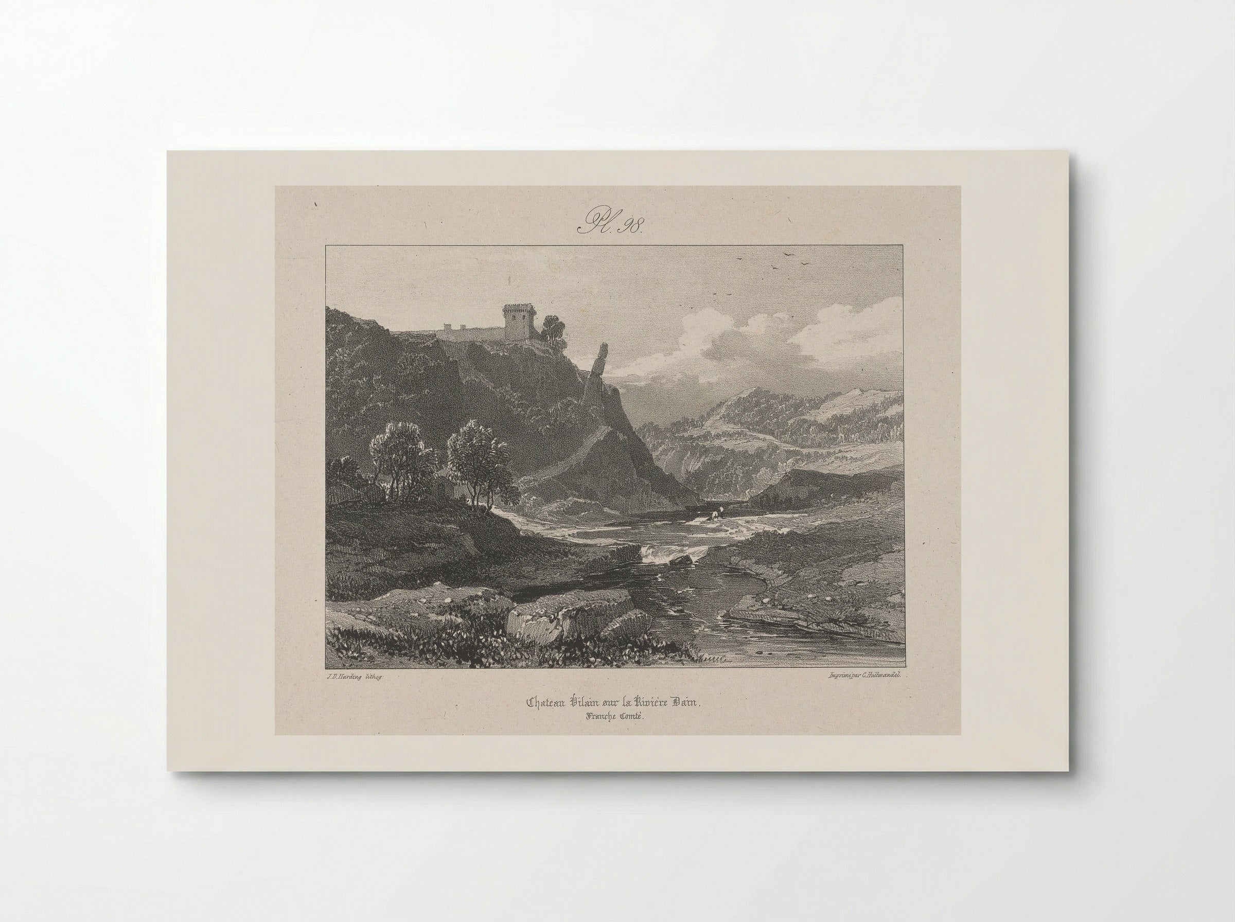 Château Vilain sur la rivière Dain - James Duffield Harding - Poster