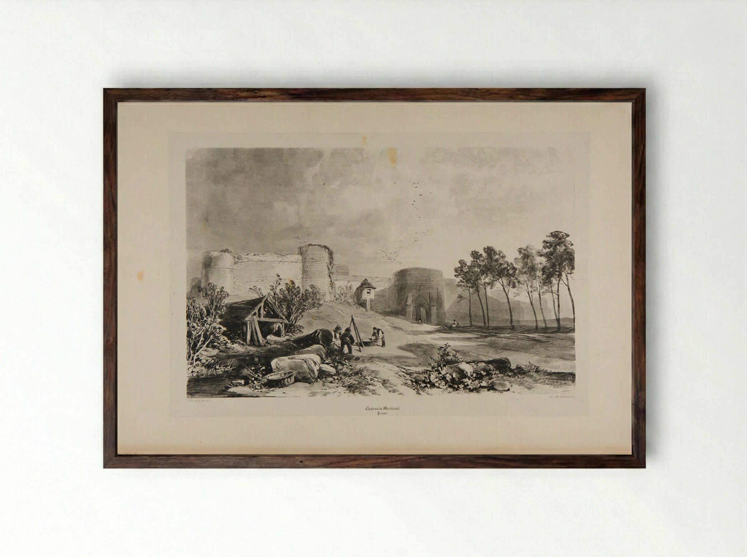 Château de Montreuil - James Duffield Harding - Framed Print Dark Wood