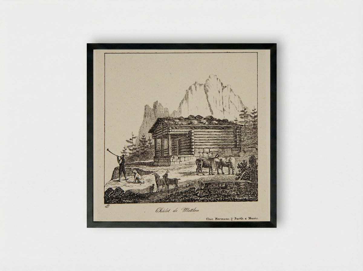 Chalet de Mettlen - P. Ellmer - Framed Print Black