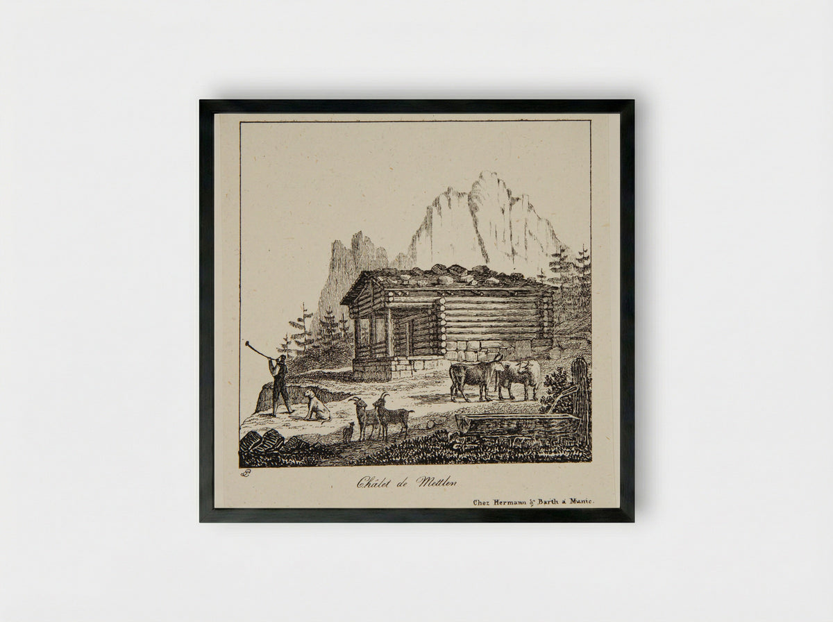 Chalet de Mettlen - P. Ellmer - Framed Print Black