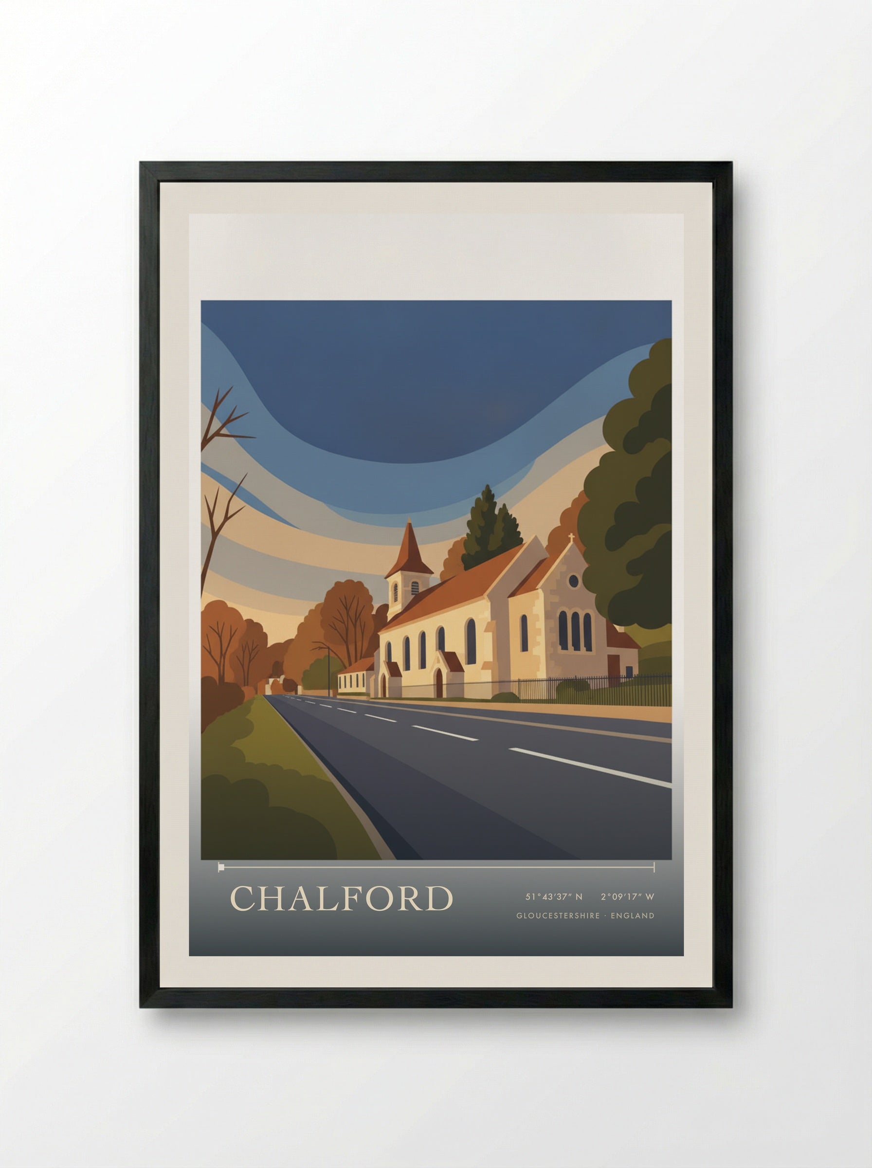 Chalford Gloucestershire England Travel Poster - Framed Print Black