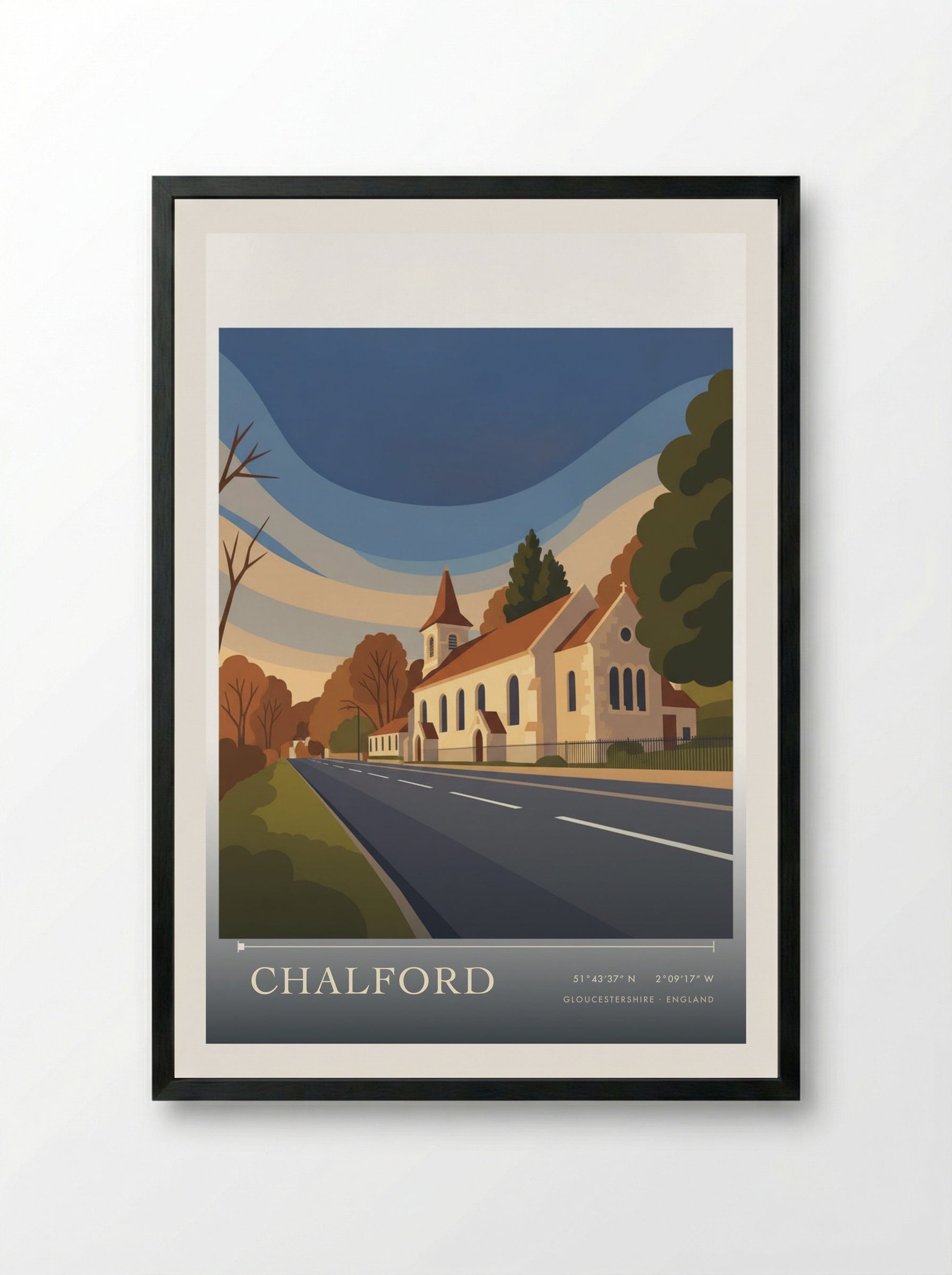 Chalford Gloucestershire England Travel Poster - Framed Print Black