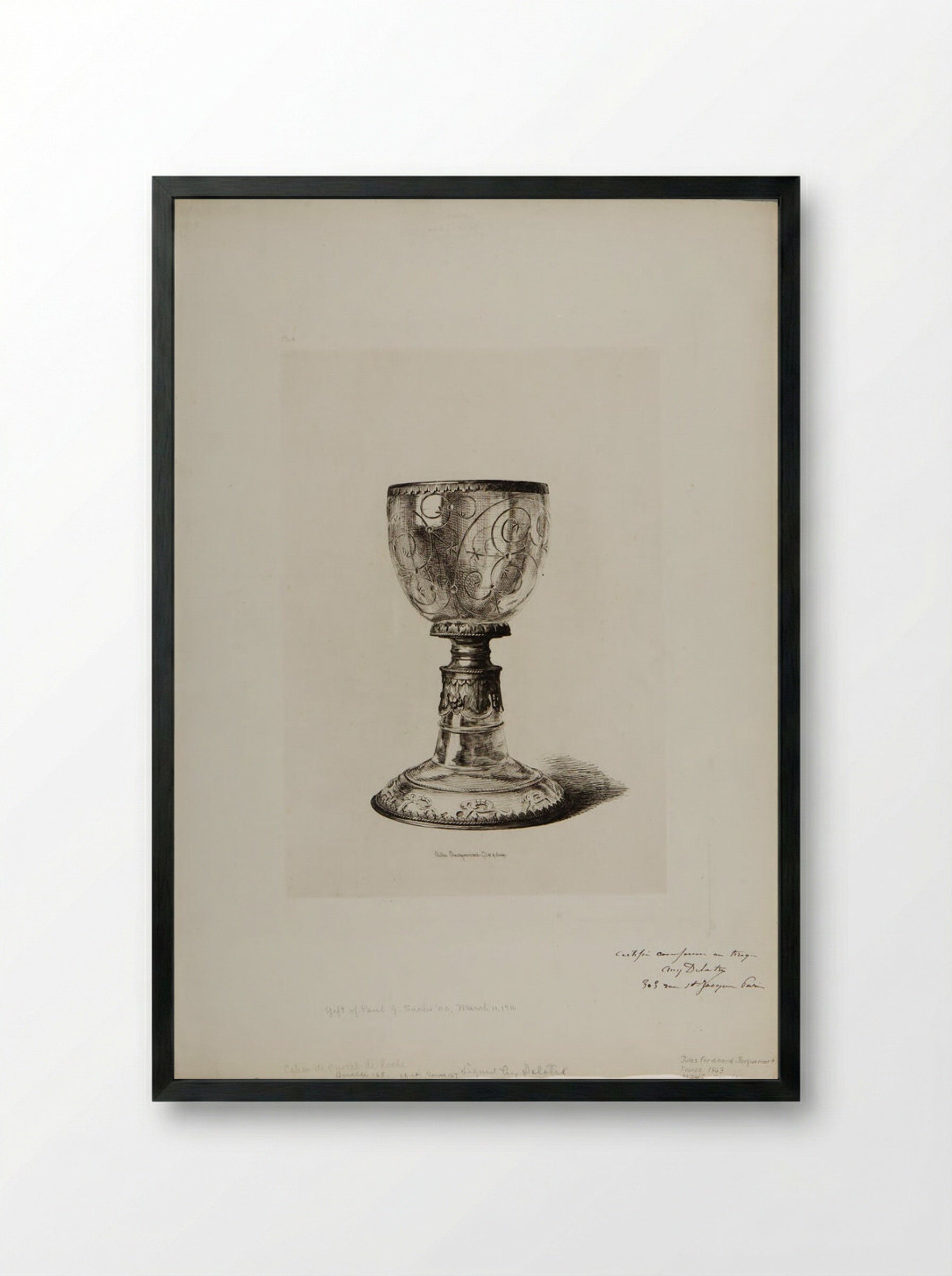 Chalice of Rock-Crystal - Jules Ferdinand Jacquemart - Framed Print Black