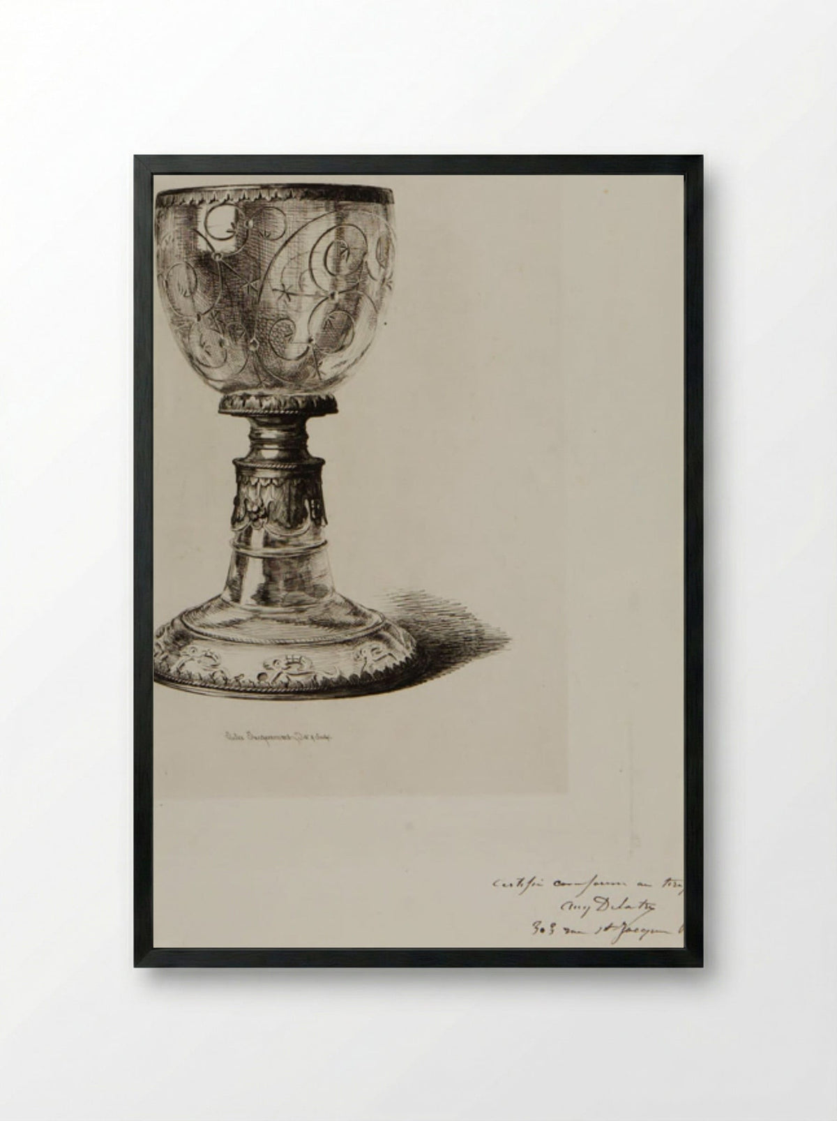 Chalice of Rock-Crystal - Jules Ferdinand Jacquemart - Framed Print Black