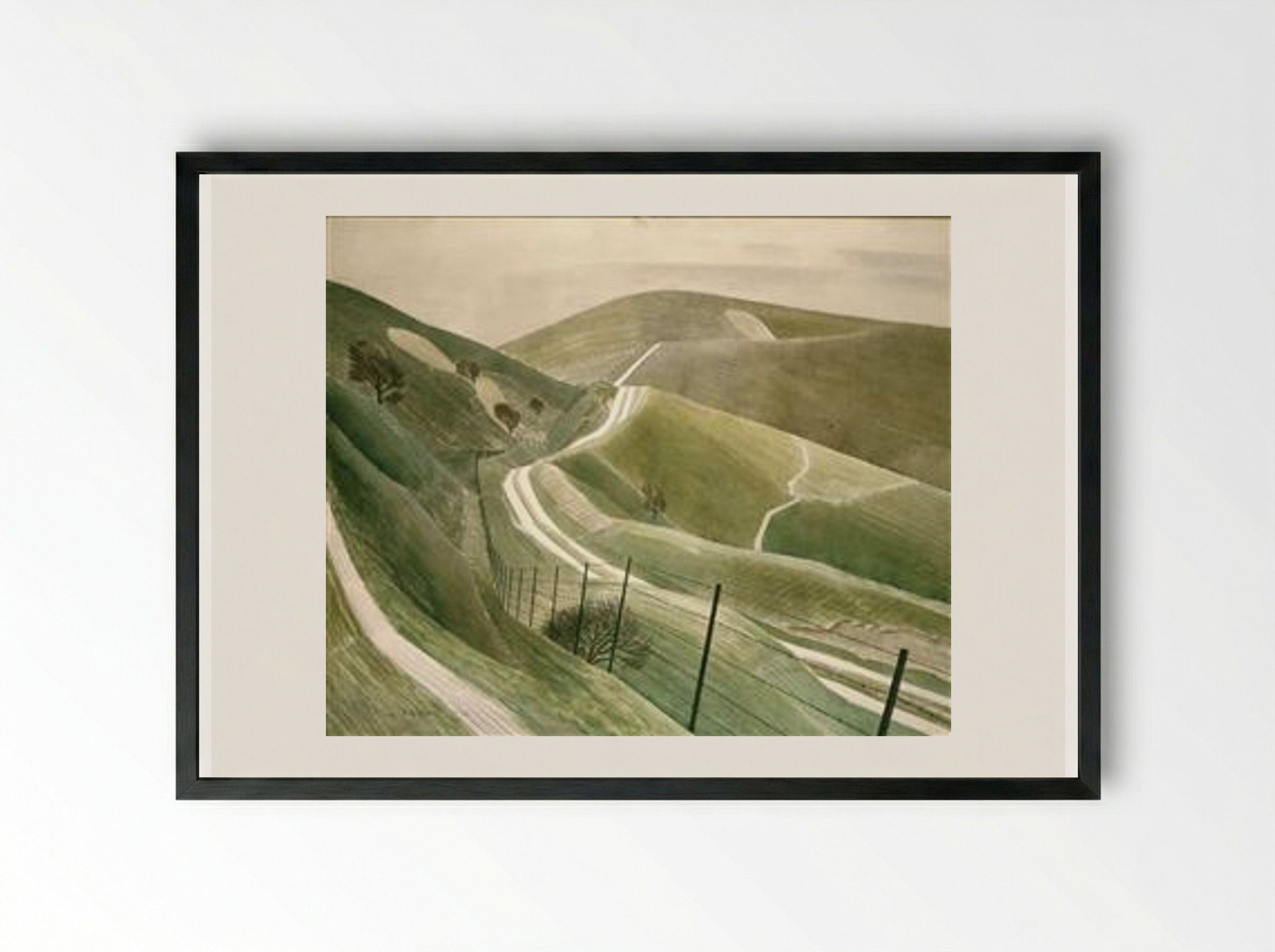 Chalk Paths - Eric Ravilious - Framed Print Black