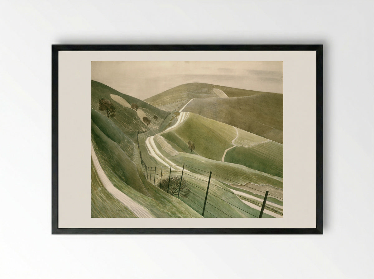 Chalk Paths - Eric Ravilious - Framed Print Black