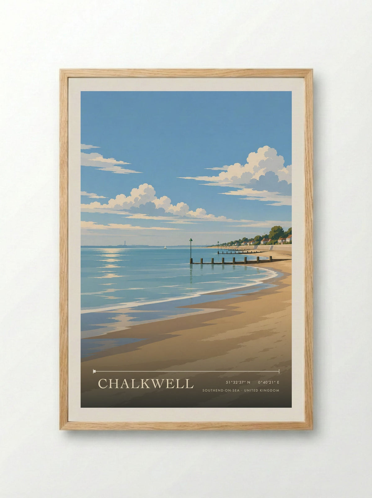 Chalkwell, Southend-on-Sea | Travel Poster - Framed Print Wood