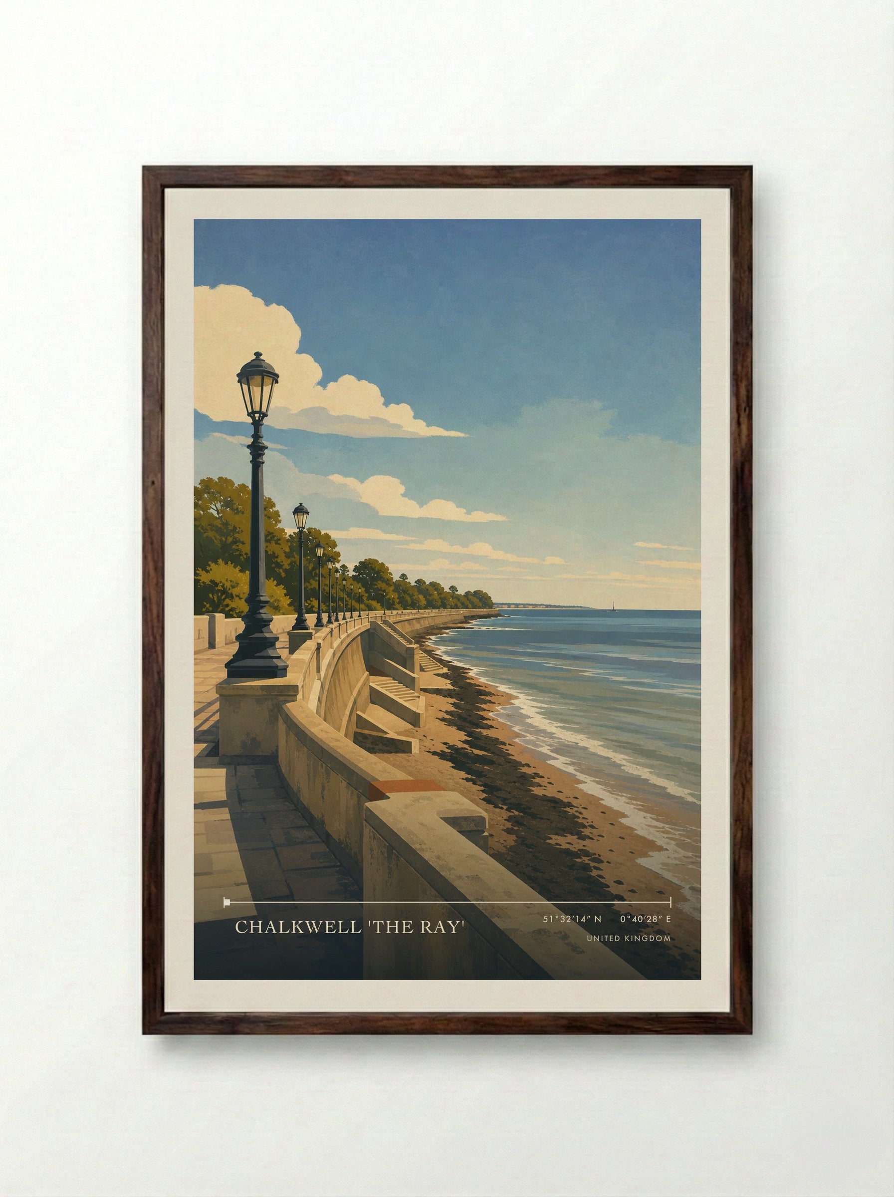 Chalkwell 'The Ray' United Kingdom Travel Poster - Framed Print Dark Wood