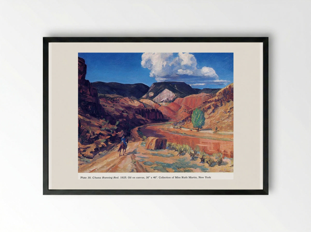 Chama Running Red - John French Sloan - Framed Print Black