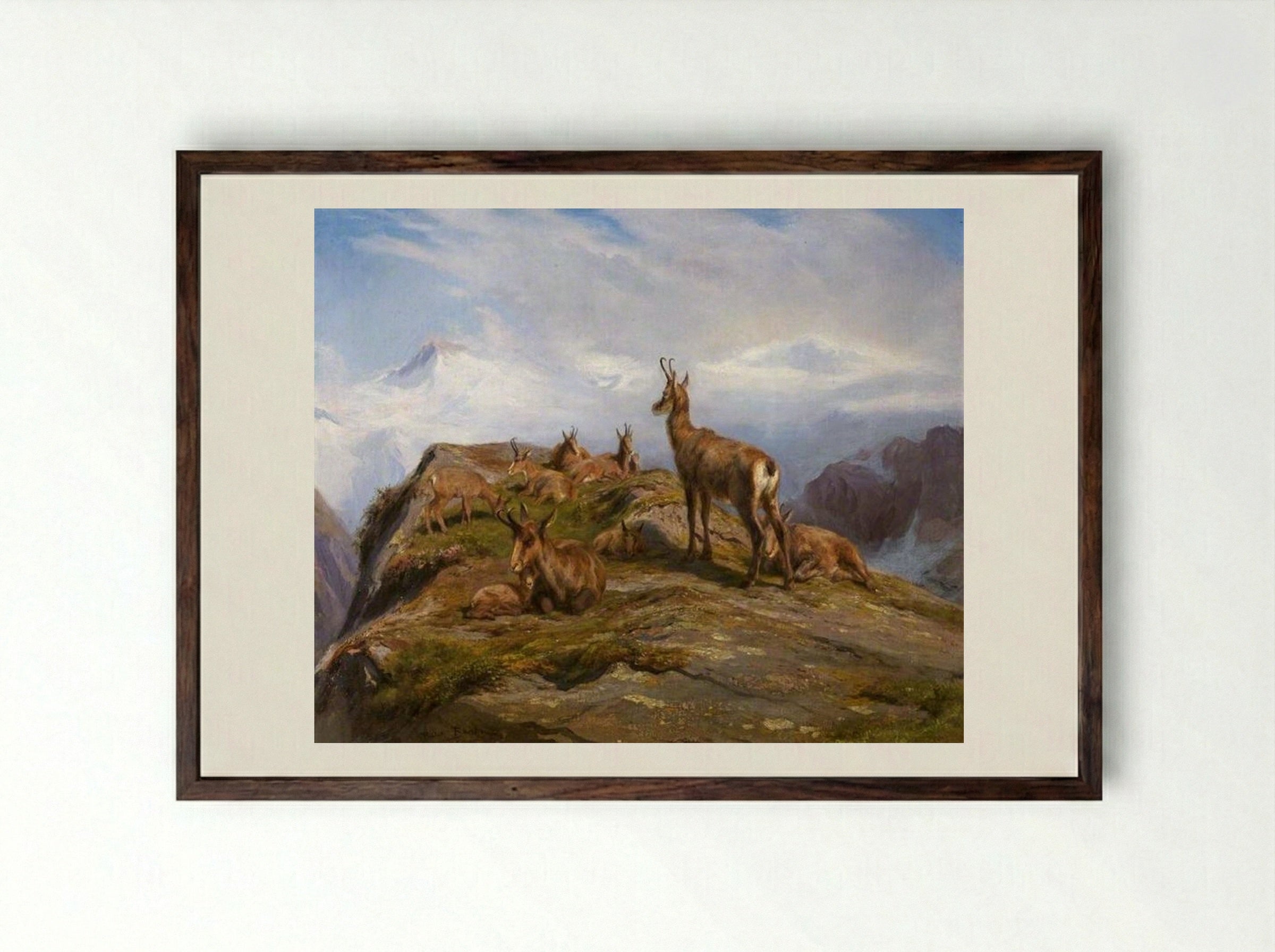 Chamois - Rosa Bonheur - Framed Print Dark Wood