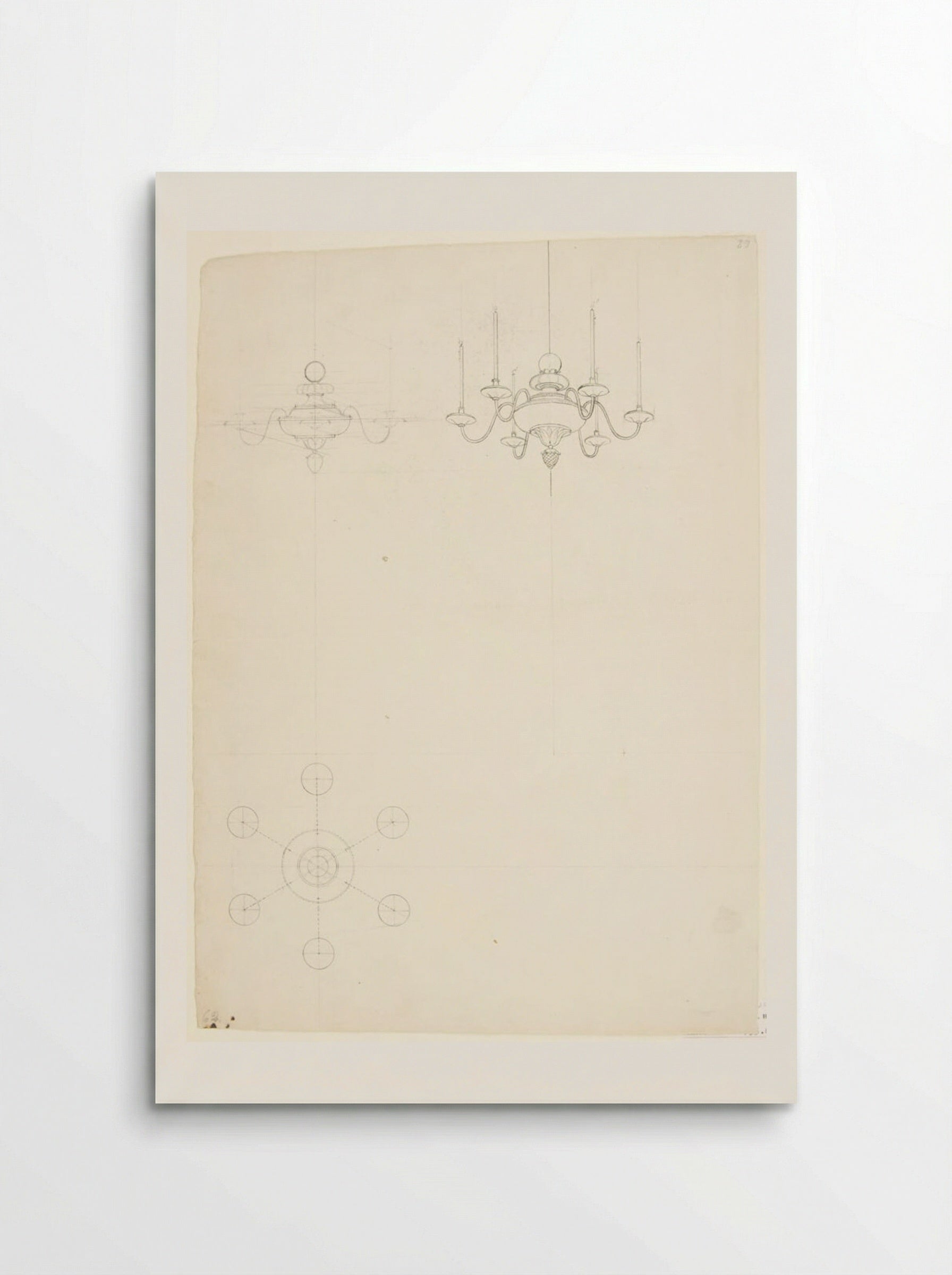 Chandelier in Plan, Elevation, and Perspective - Washington Allston - Poster