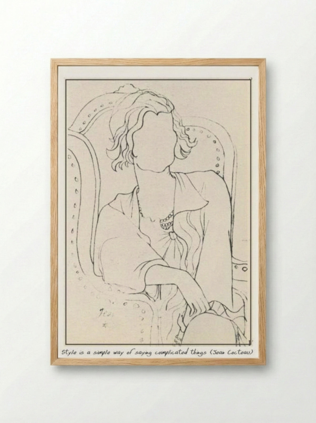 Chanel (Portrait Sketch) - Jean Cocteau - Framed Print Wood