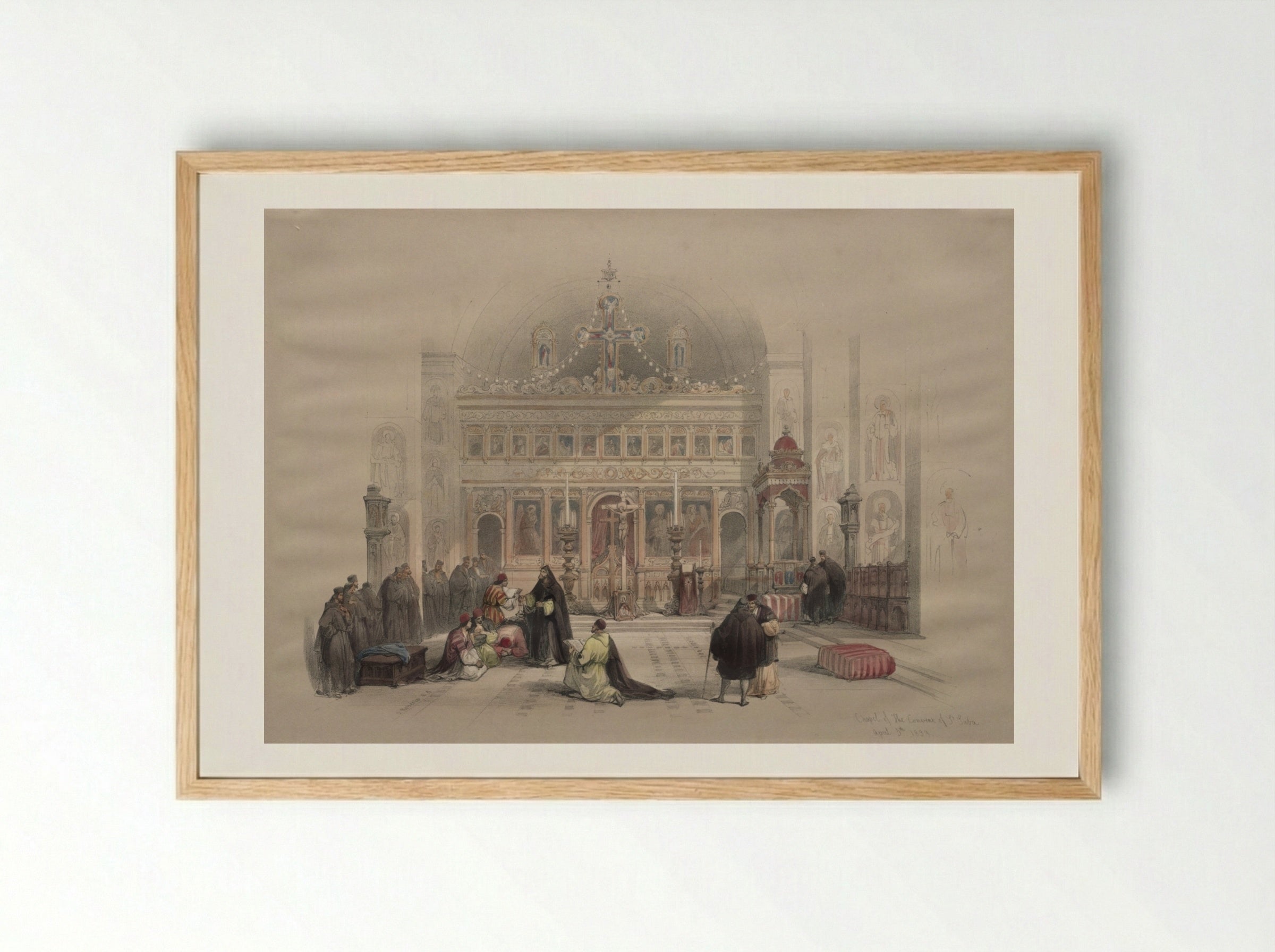 Chapel of the Convent of St. Saba - David Roberts - Framed Print Wood
