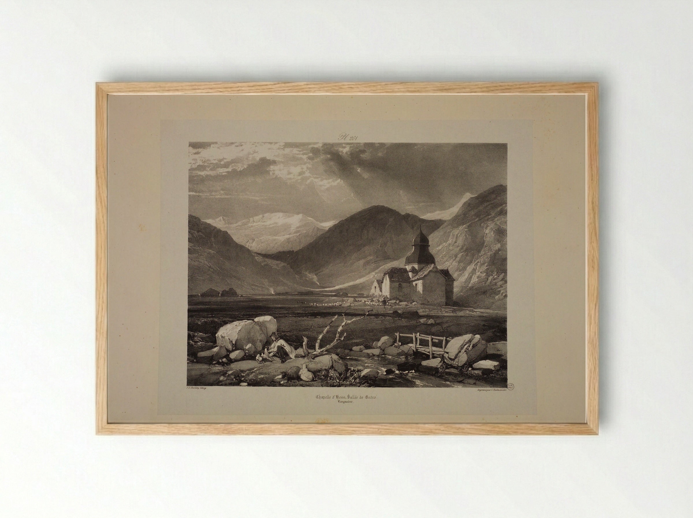 Chapelle d'Heas, Vallée de Gedro, Languedoc - James Duffield Harding - Framed Print Wood