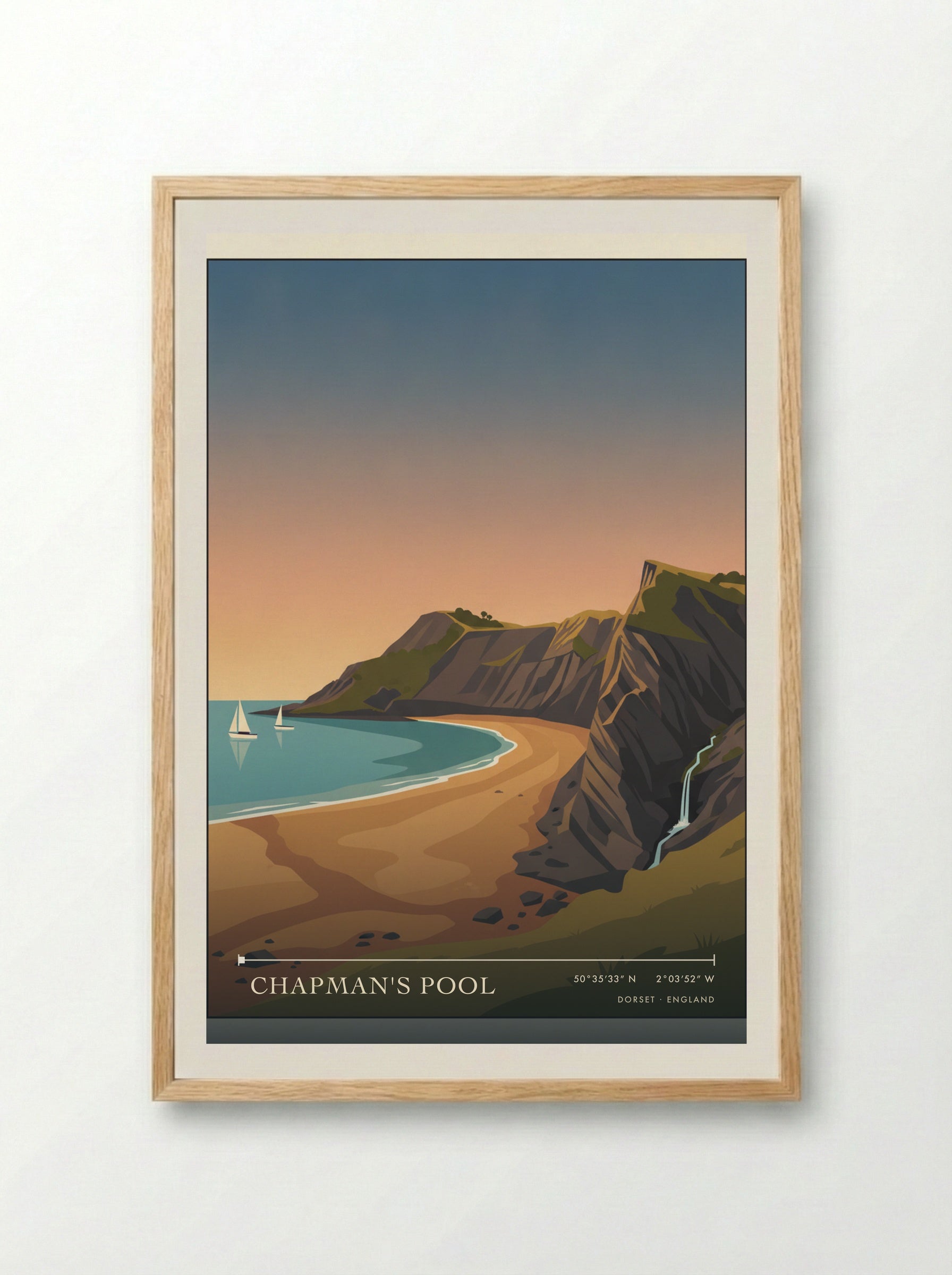 Chapman's Pool Dorset England Travel Poster - Framed Print Wood