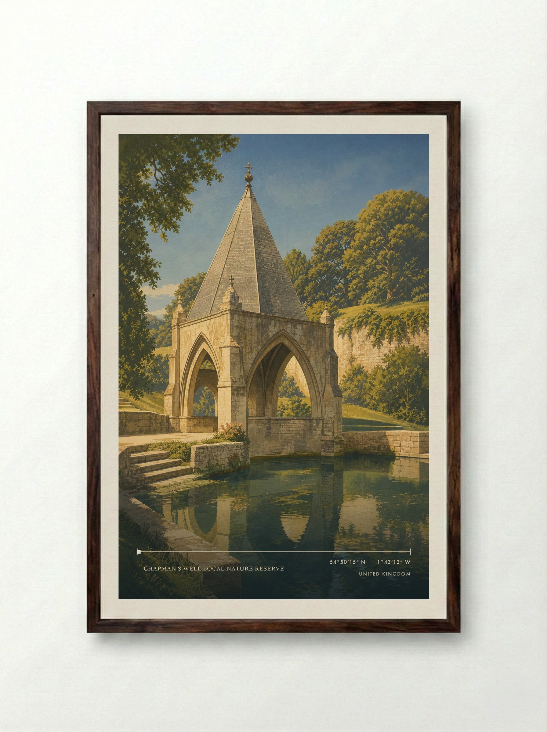 Chapman's Well United Kingdom Travel Poster - Framed Print Dark Wood