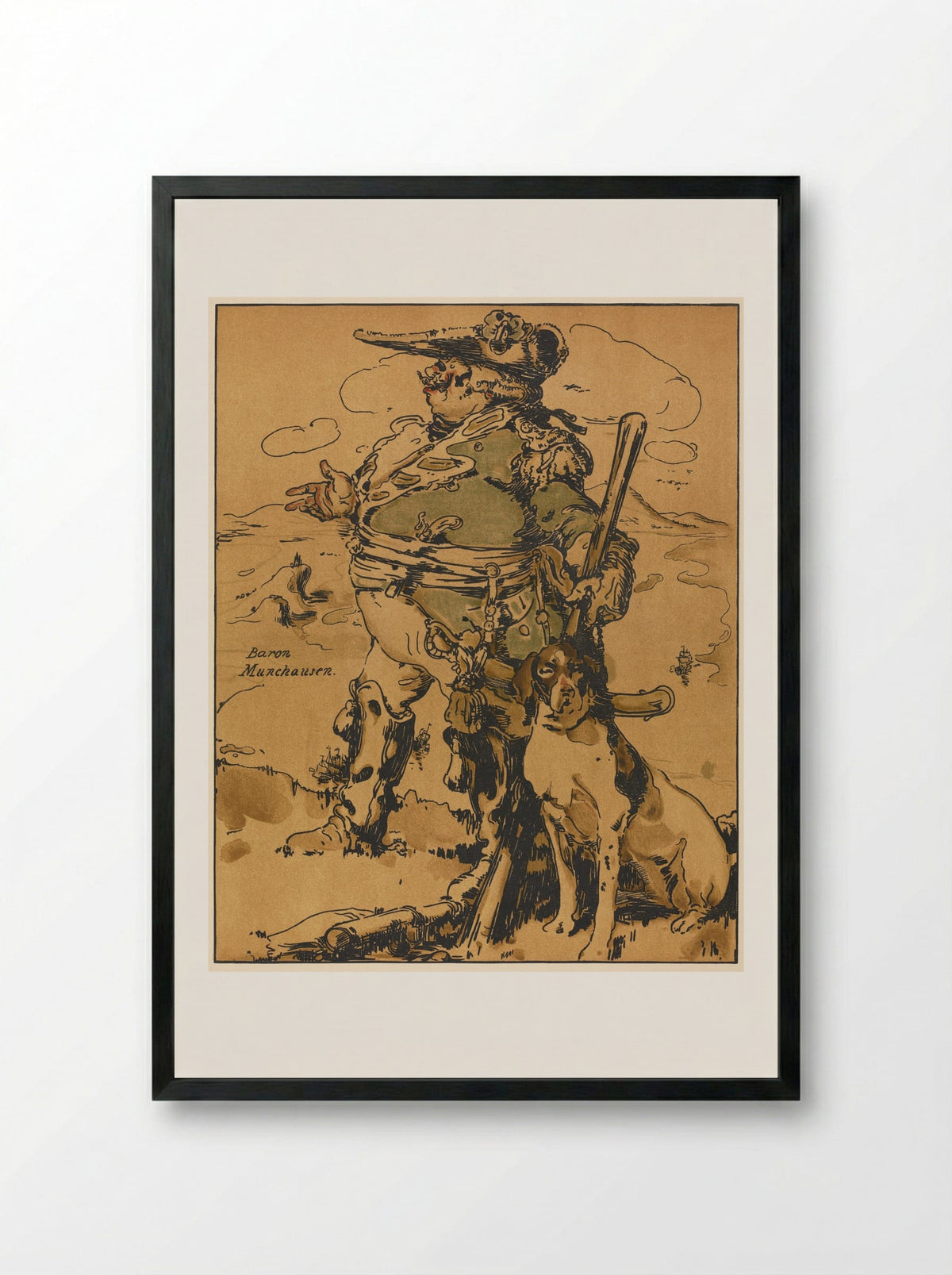 Characters of Romance: Baron Munchausen - William Nicholson - Framed Print Black