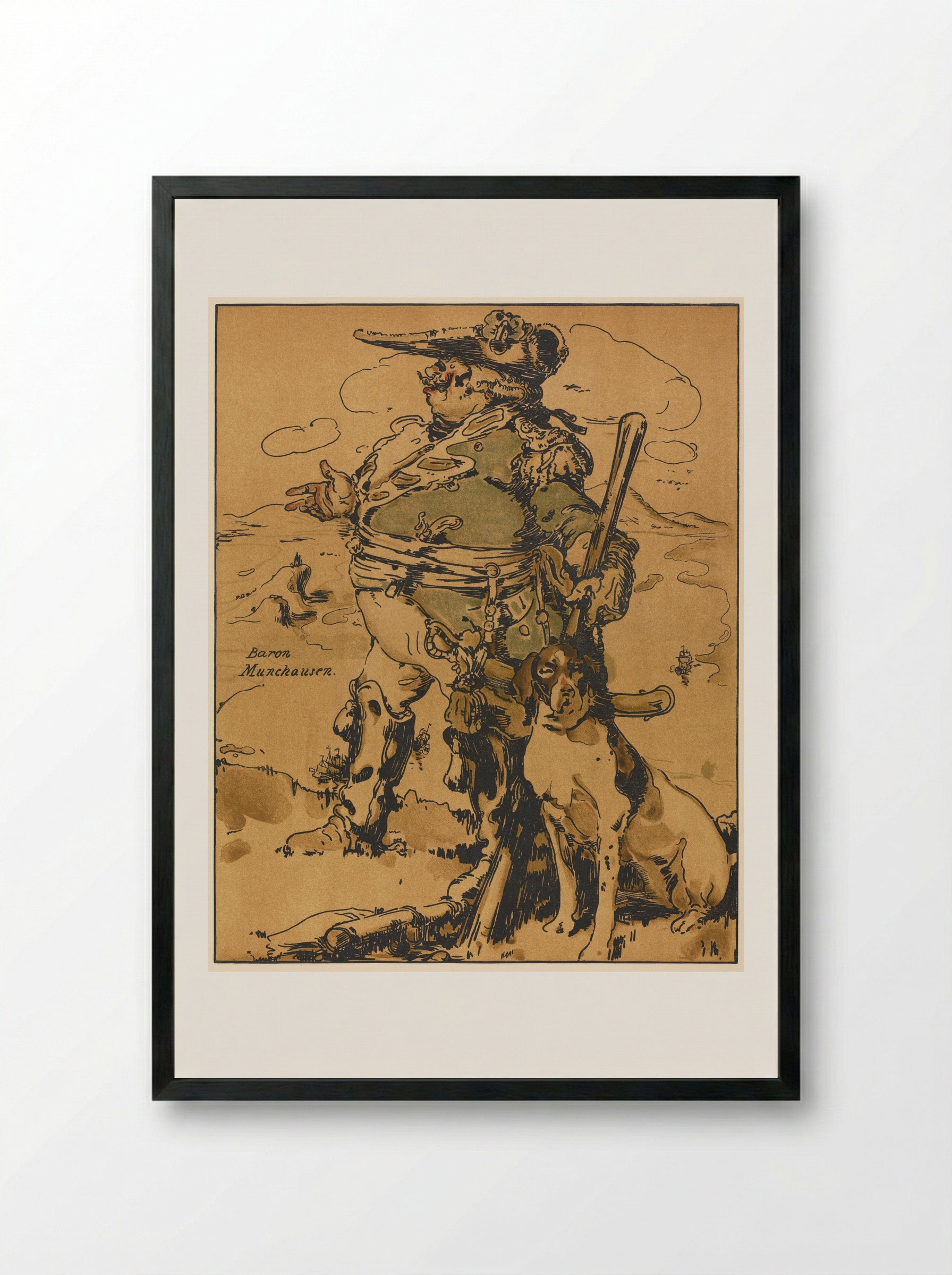 Characters of Romance: Baron Munchausen - William Nicholson - Framed Print Black