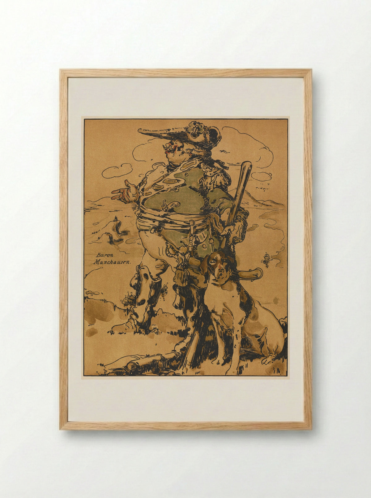 Characters of Romance: Baron Munchausen - William Nicholson - Framed Print Wood
