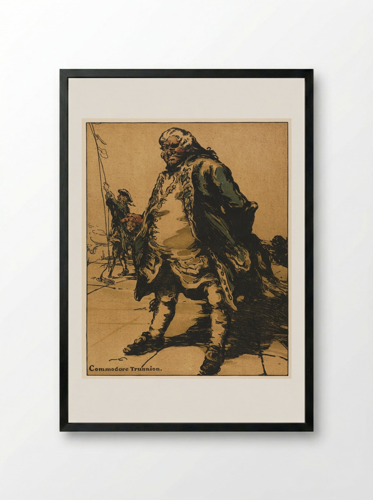 Characters of Romance: Commodore Trunnion - William Nicholson - Framed Print Black