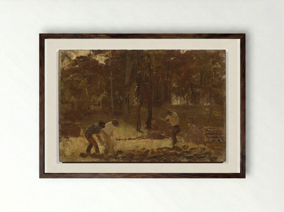 Charcoal Burners - Tom Roberts - Framed Print Dark Wood