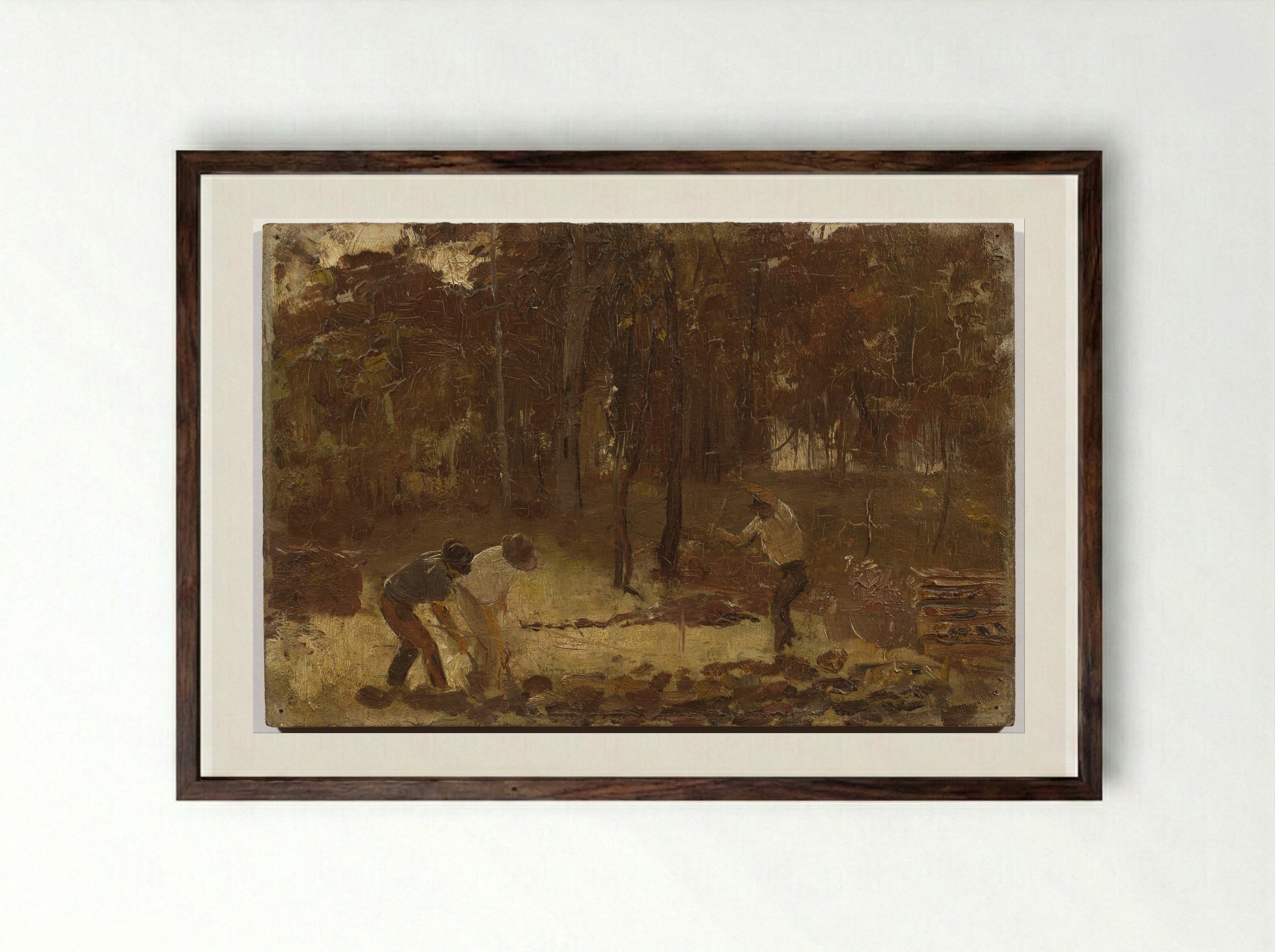 Charcoal Burners - Tom Roberts - Framed Print Dark Wood