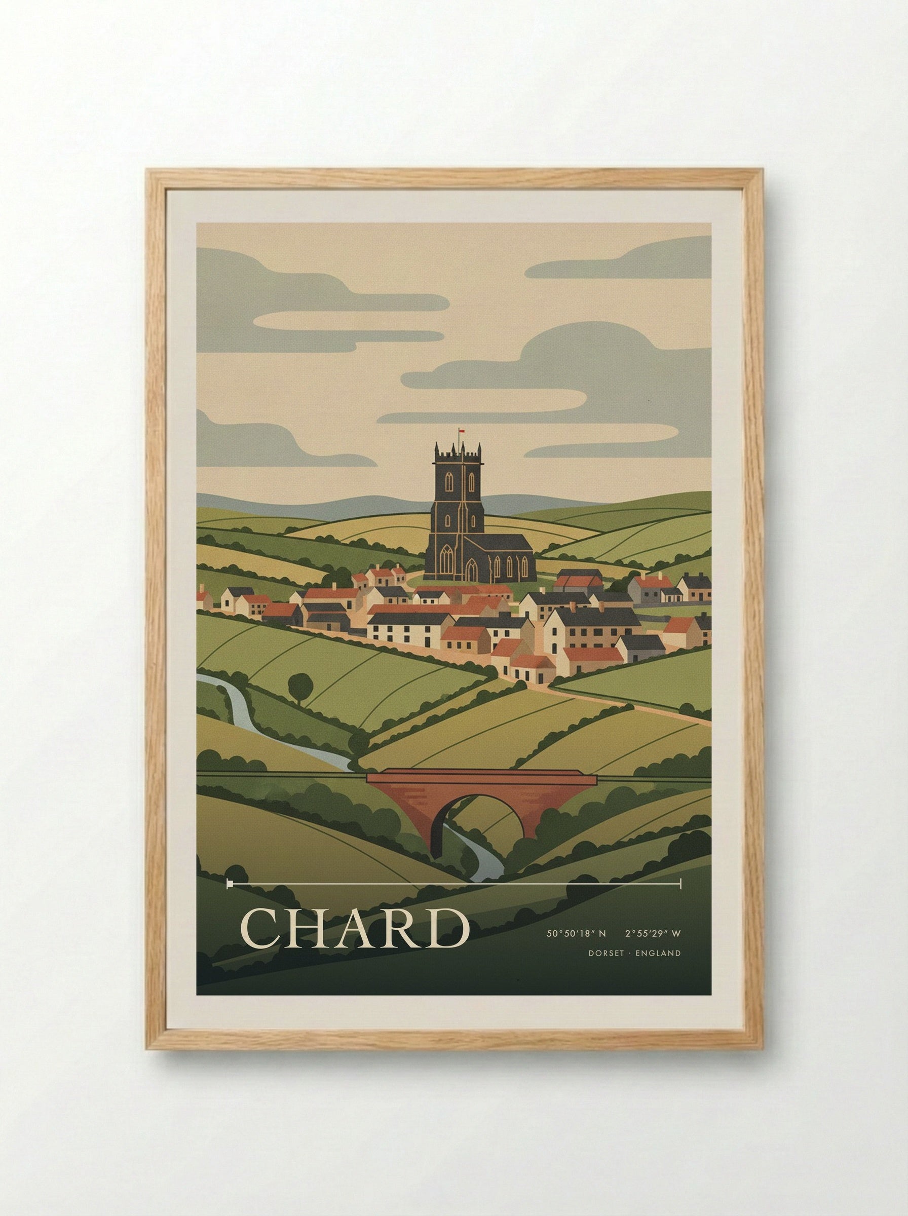 Chard Dorset England Travel Poster - Framed Print Wood