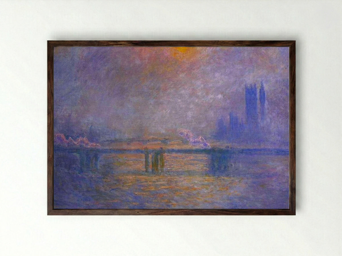 Charing Cross Bridge - Claude Monet - Framed Print Dark Wood