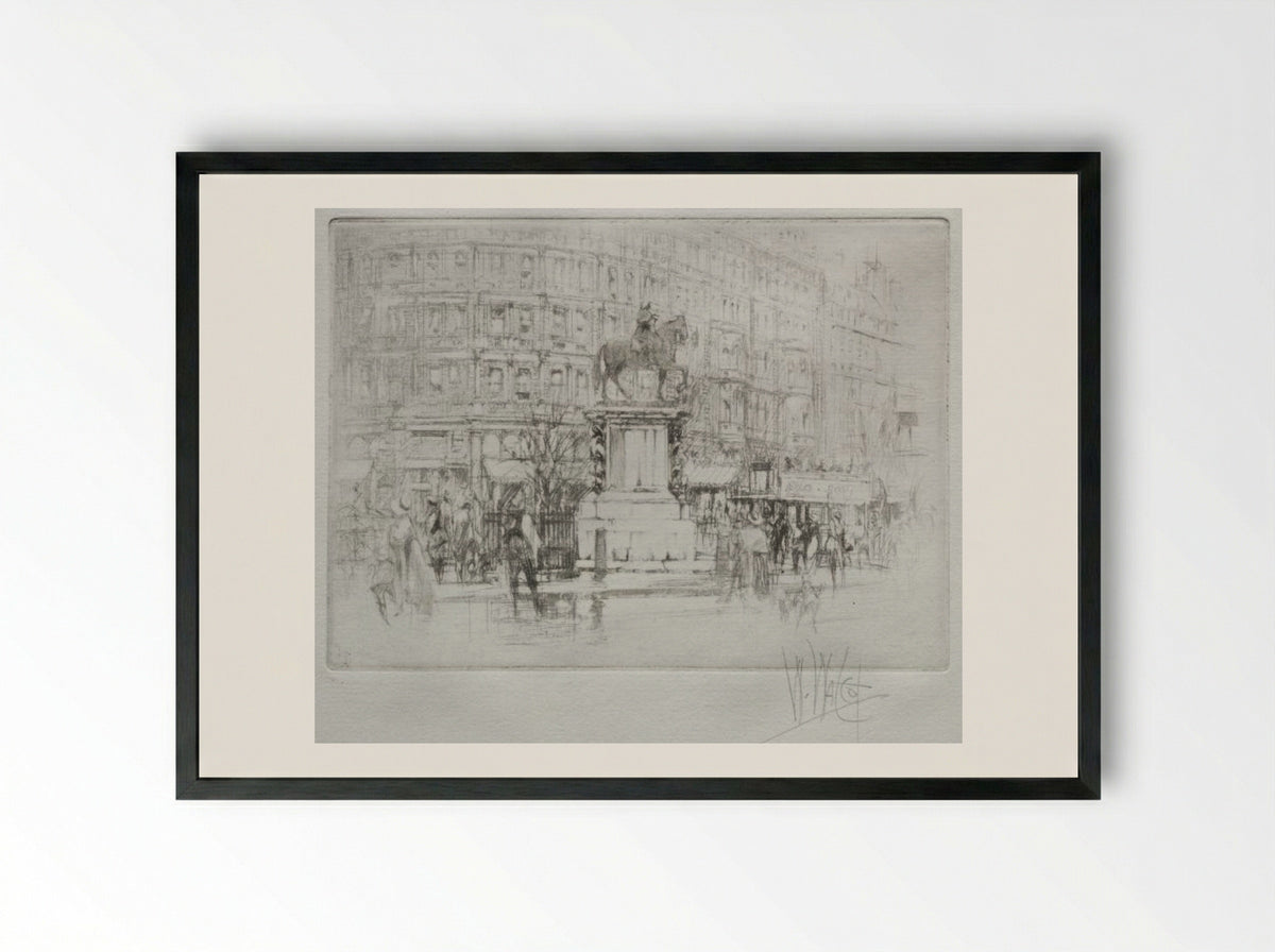 Charing Cross: The Statue of Charles I - William Walcot - Framed Print Black
