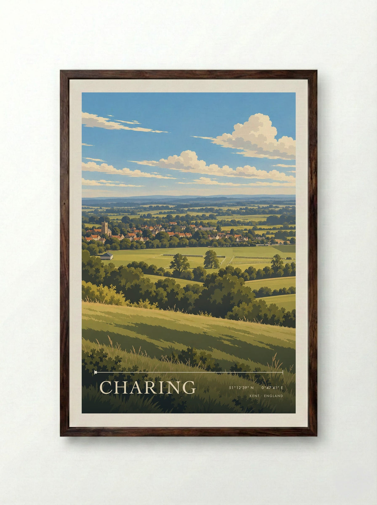 Charing, Kent | Travel Poster - Framed Print Dark Wood
