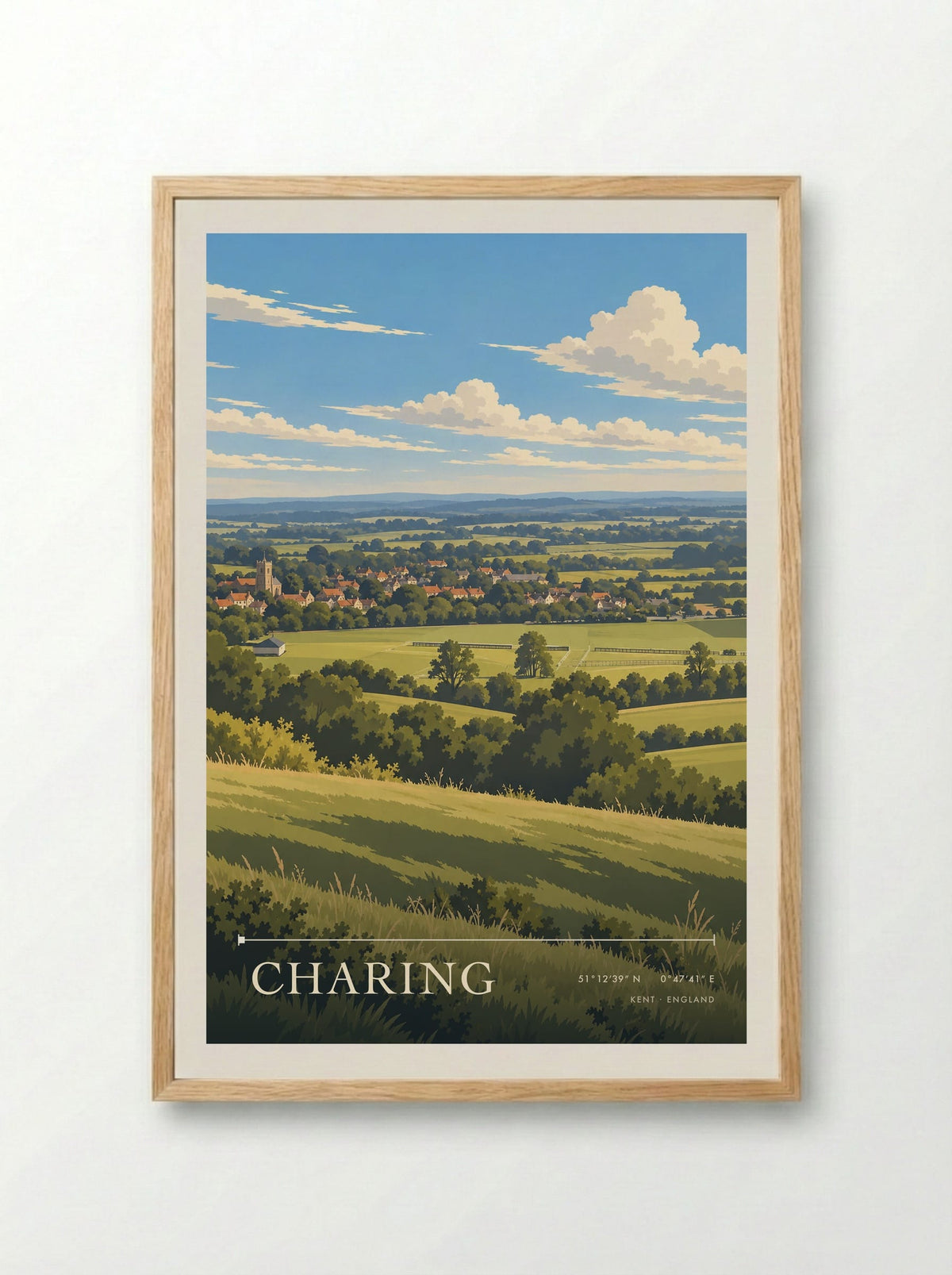 Charing, Kent | Travel Poster - Framed Print Wood