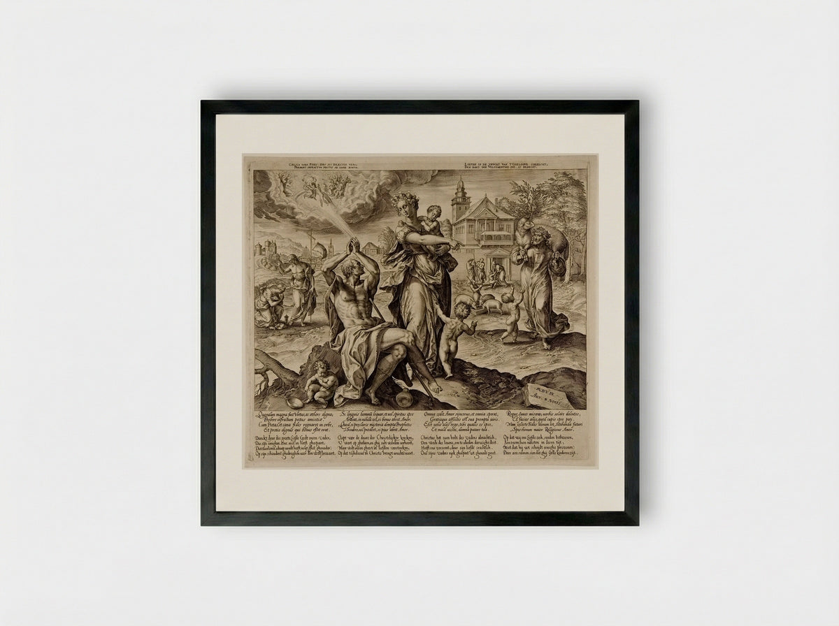 Charity - Hieronymus Wierix - Framed Print Black