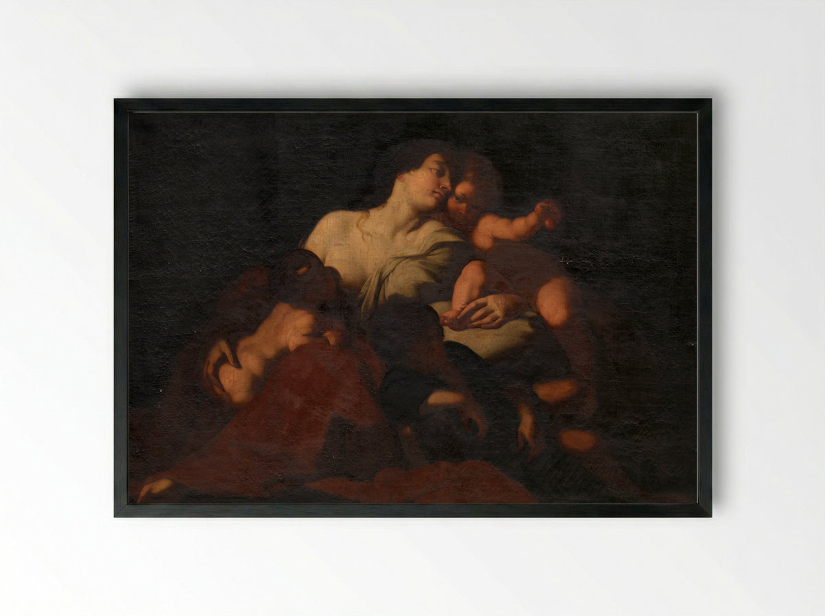 Charity - Carlo Cignani - Framed Print Black