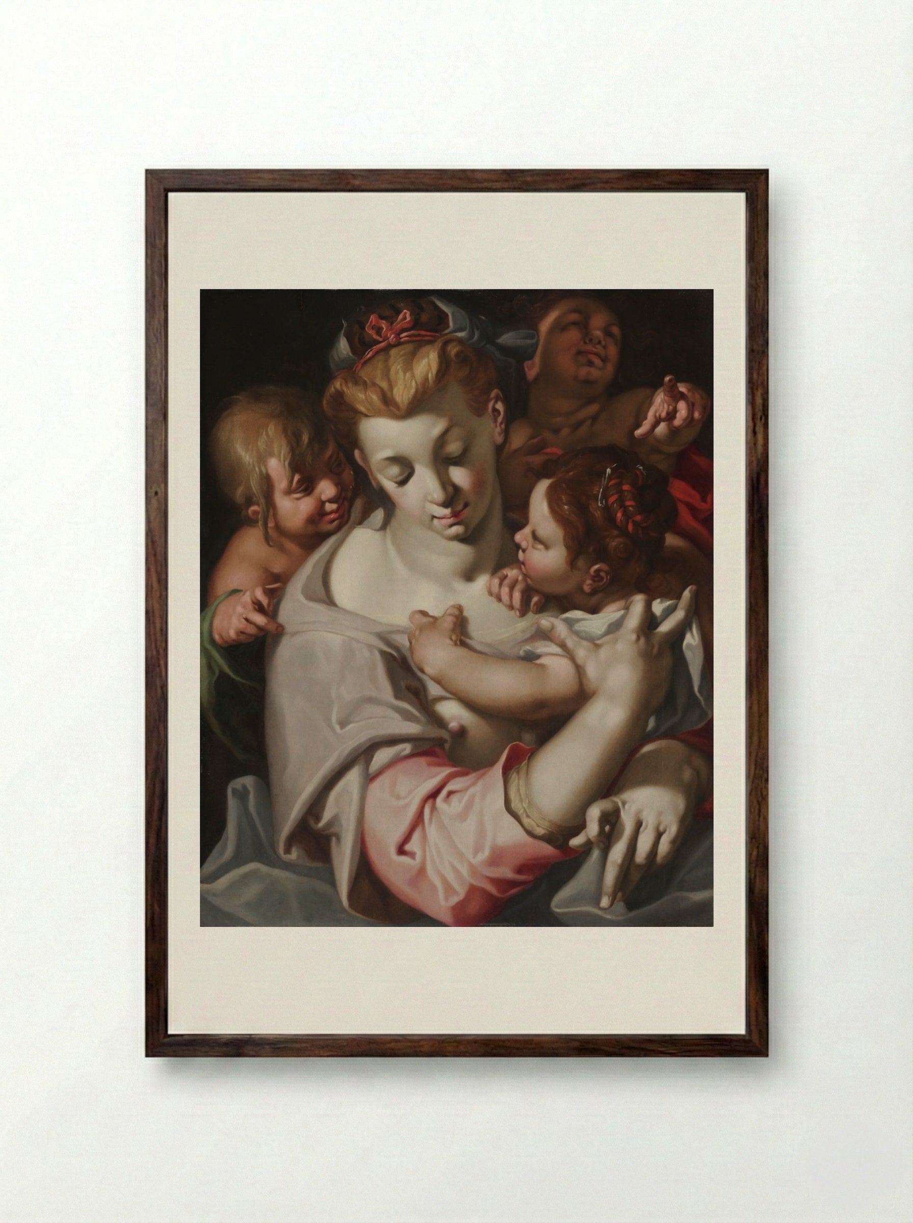 Charity - Abraham Bloemaert - Framed Print Dark Wood