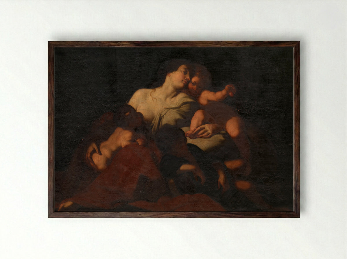 Charity - Carlo Cignani - Framed Print Dark Wood