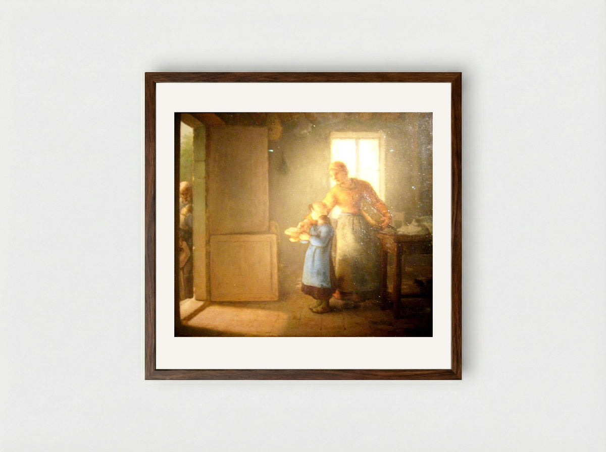 Charity - Jean-Francois Millet - Framed Print Dark Wood