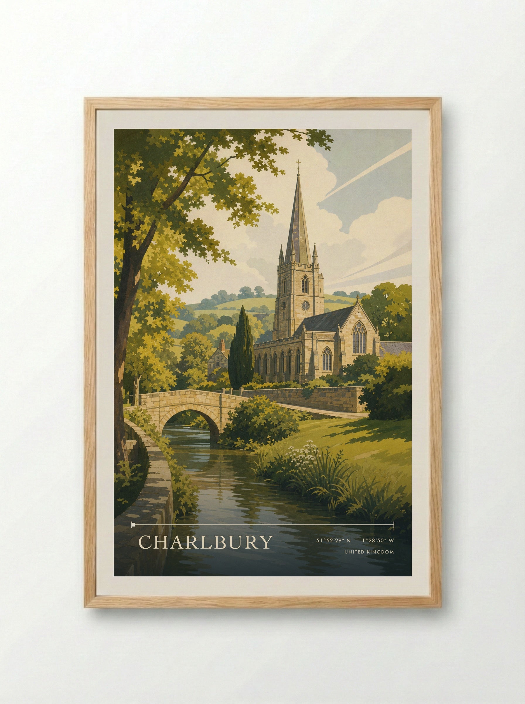 Charlbury United Kingdom Travel Poster - Framed Print Wood